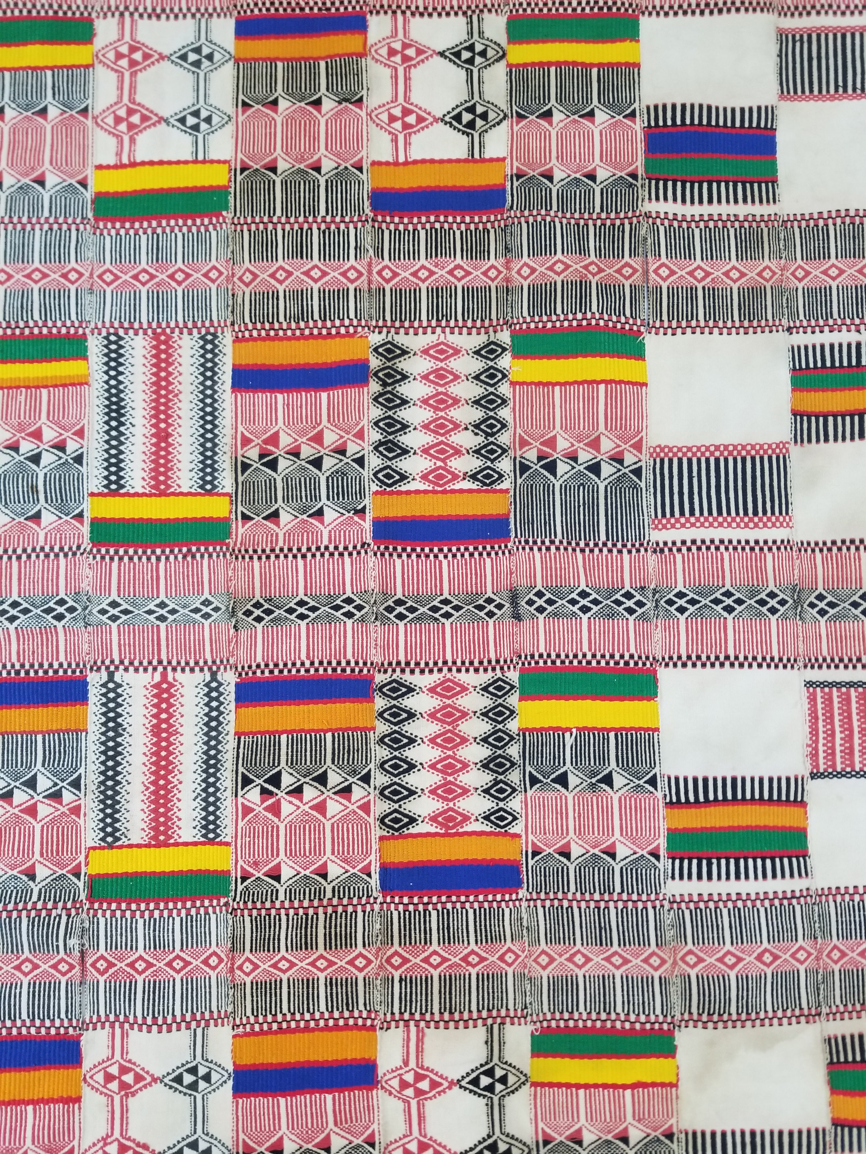 Vintage African Handwoven Ewe Kente Cloth - Ghana Ceremonial Textile 252x138cm