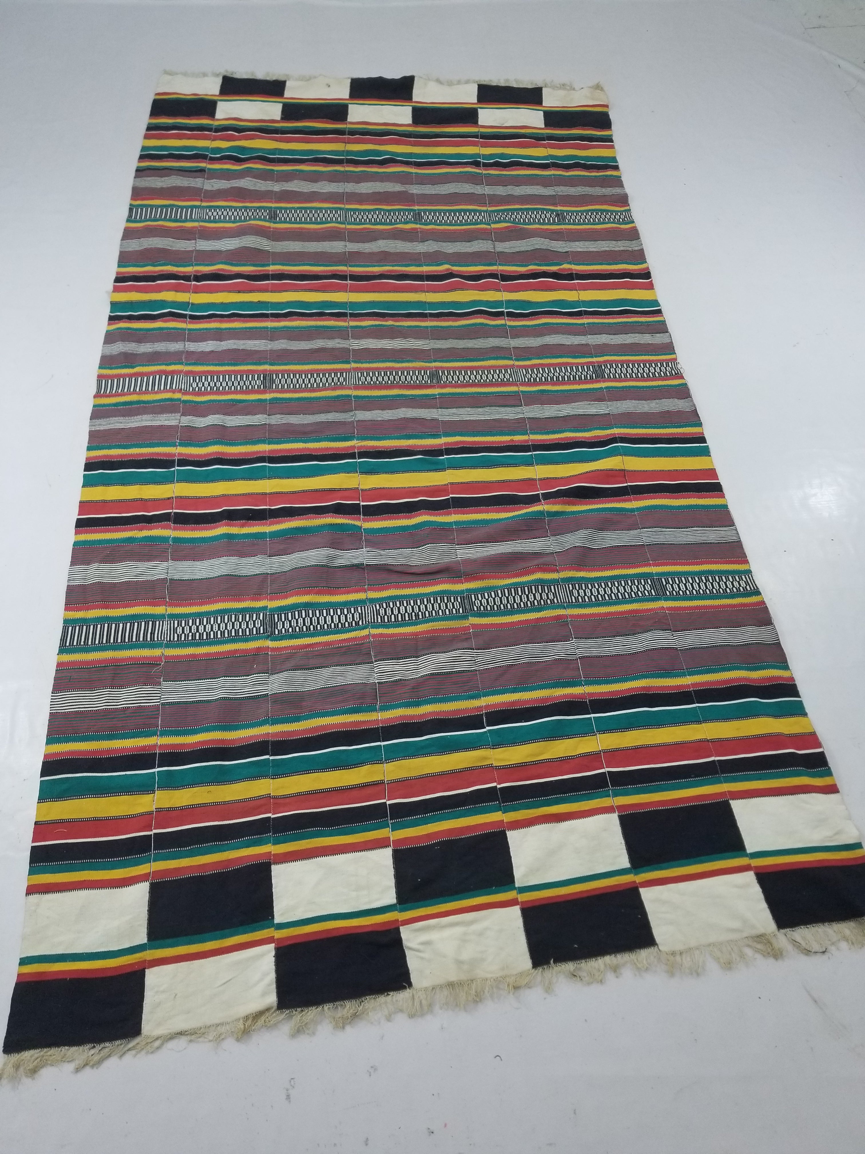 Antique African Fulani Style Handwoven Geometric Textile Throw 270x144cm