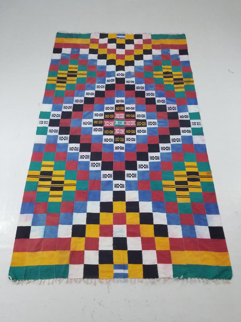 Vintage African Handwoven Ewe Kente Cloth - Ghana Ceremonial Textile 220x125cm