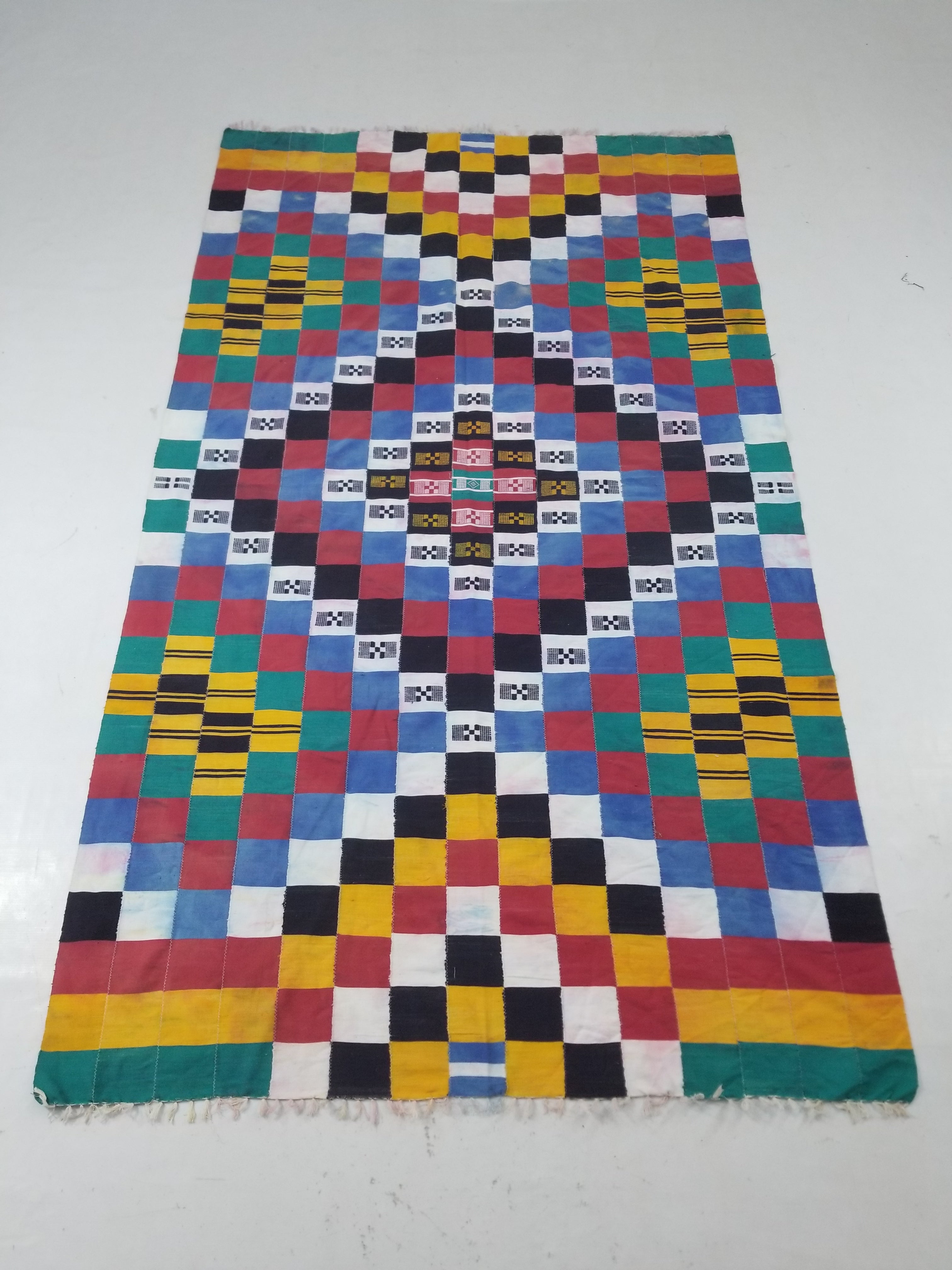 Vintage African Handwoven Ewe Kente Cloth - Ghana Ceremonial Textile 220x125cm