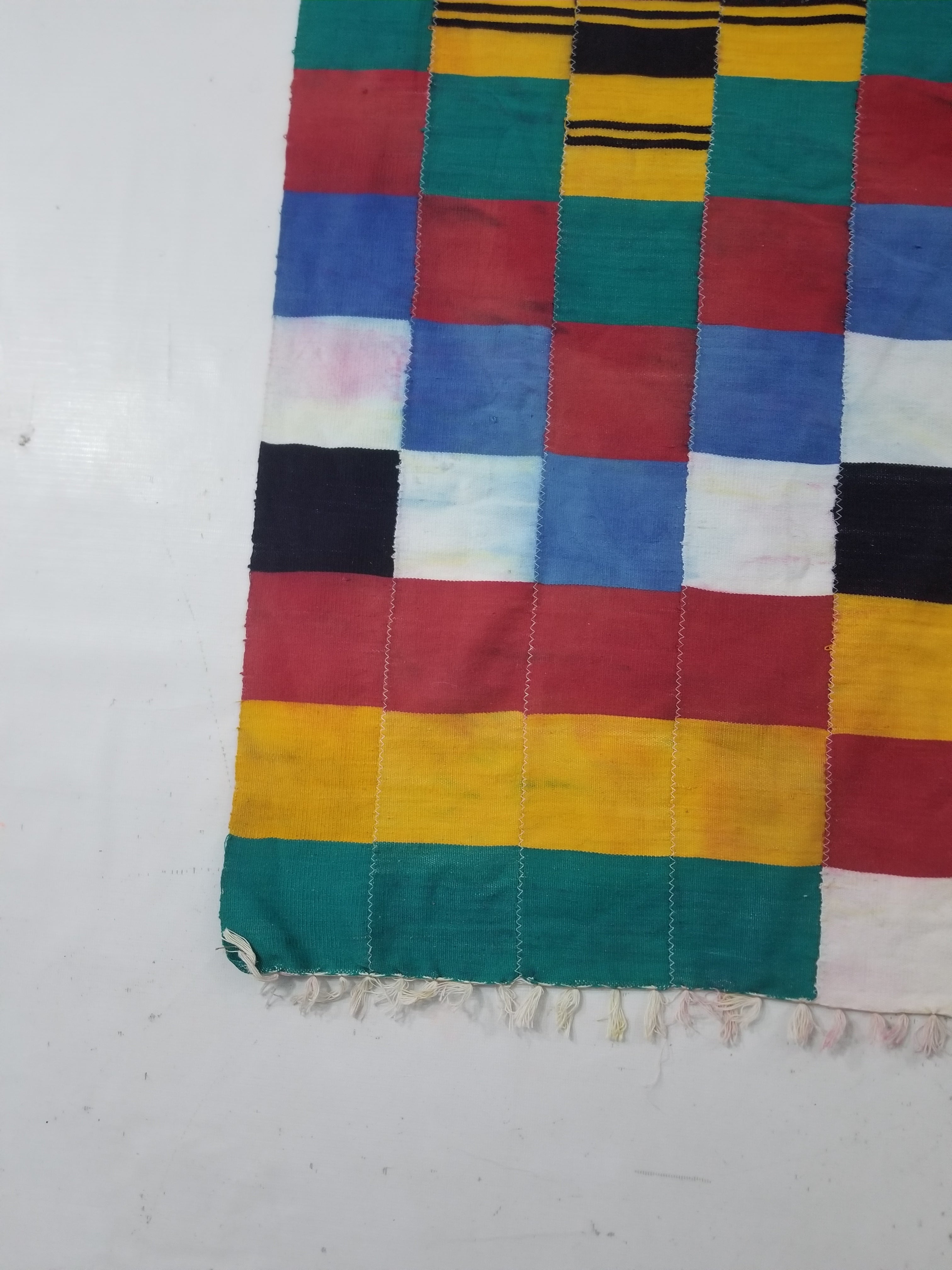 Vintage African Handwoven Ewe Kente Cloth - Ghana Ceremonial Textile 220x125cm
