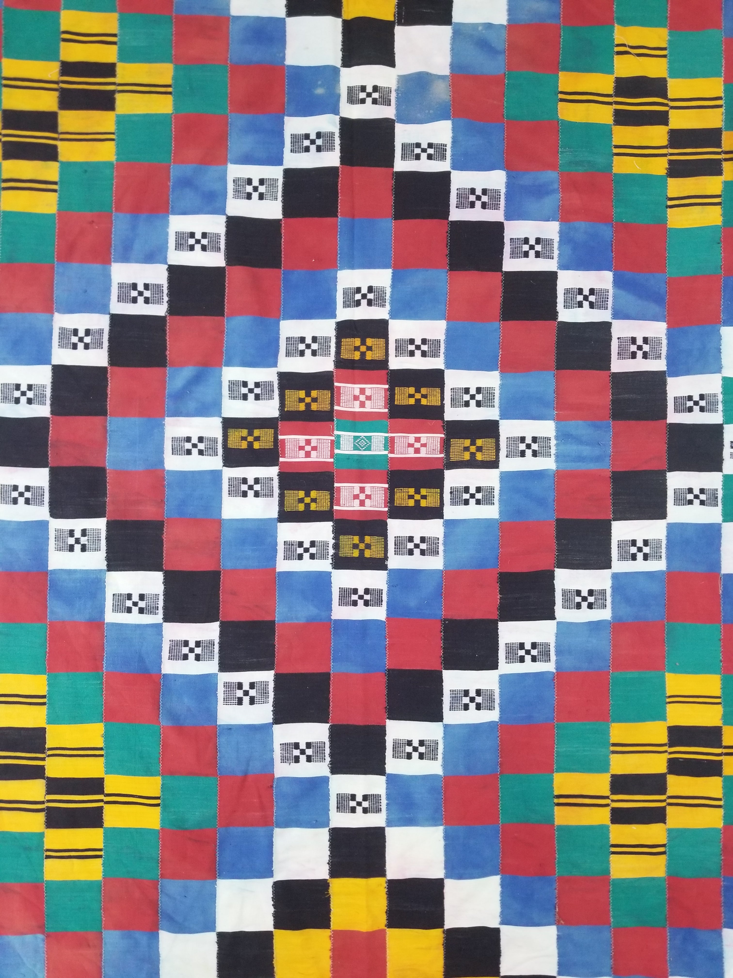 Vintage African Handwoven Ewe Kente Cloth - Ghana Ceremonial Textile 220x125cm