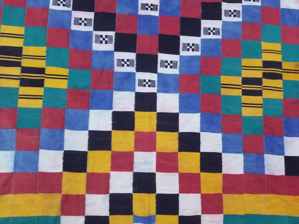 Vintage African Handwoven Ewe Kente Cloth - Ghana Ceremonial Textile 220x125cm