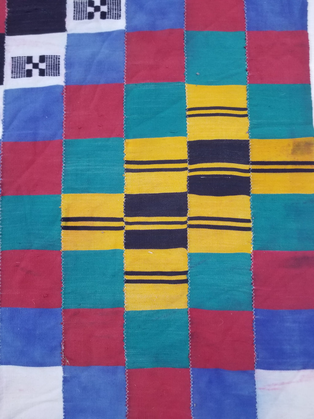Vintage African Handwoven Ewe Kente Cloth - Ghana Ceremonial Textile 220x125cm