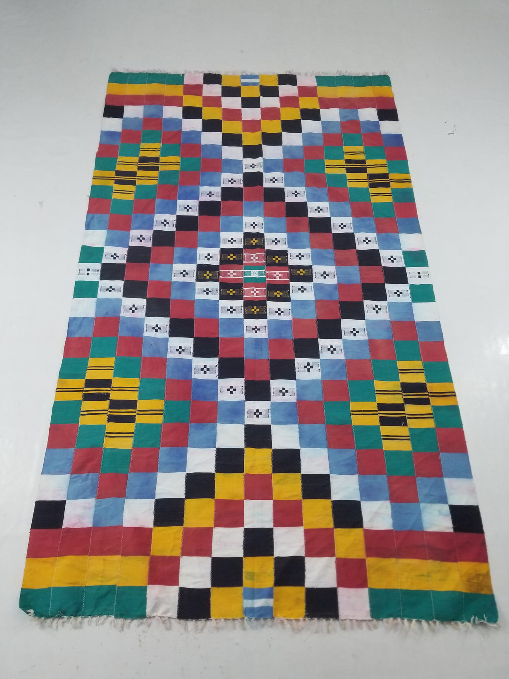 Vintage African Handwoven Ewe Kente Cloth - Ghana Ceremonial Textile 220x125cm