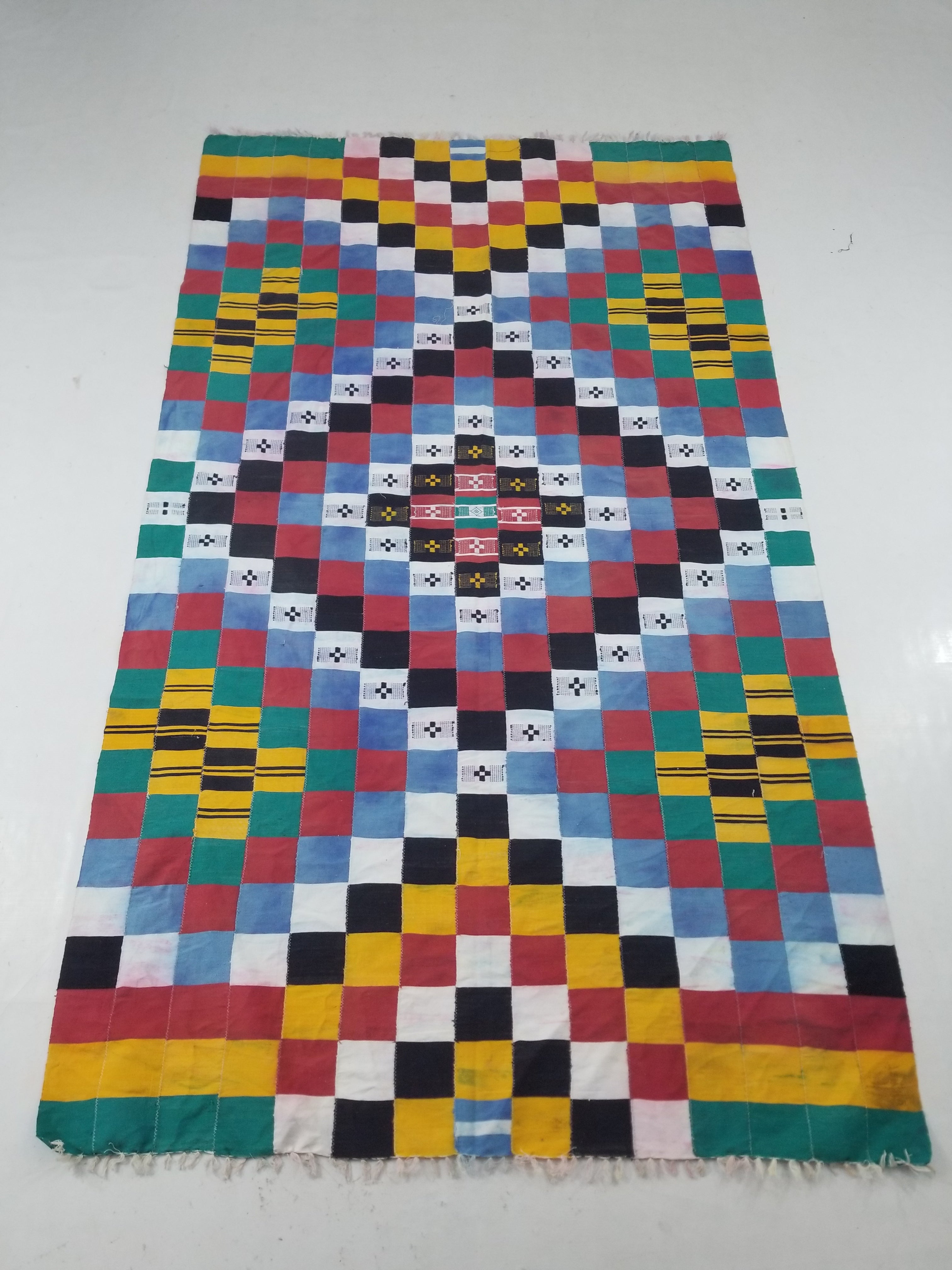 Vintage African Handwoven Ewe Kente Cloth - Ghana Ceremonial Textile 220x125cm