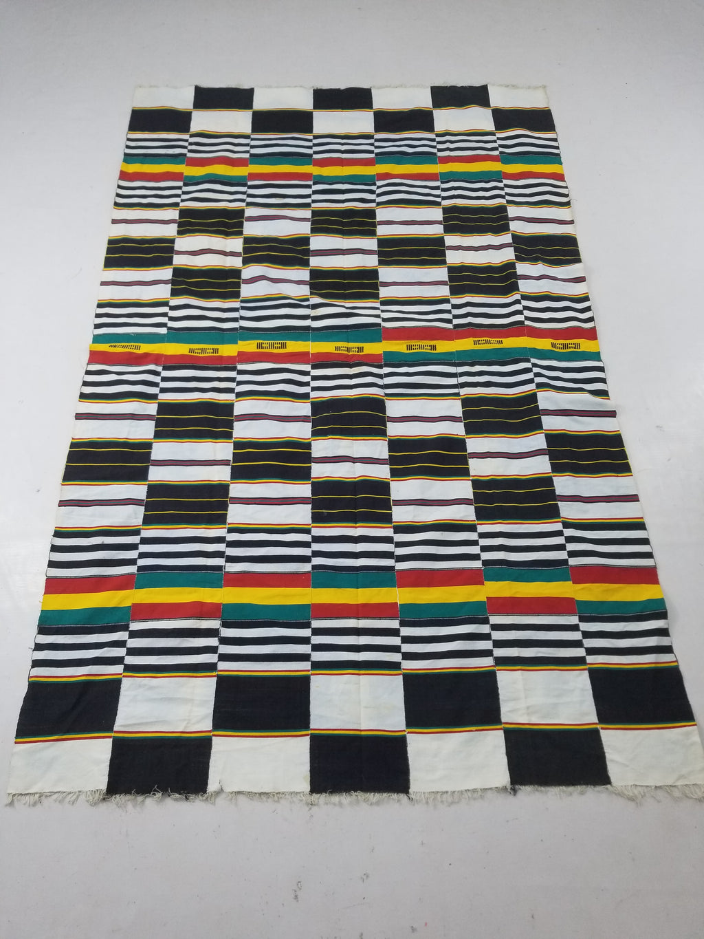 Vintage African Handwoven Kente Cloth - Ghana Textile 216x137cm