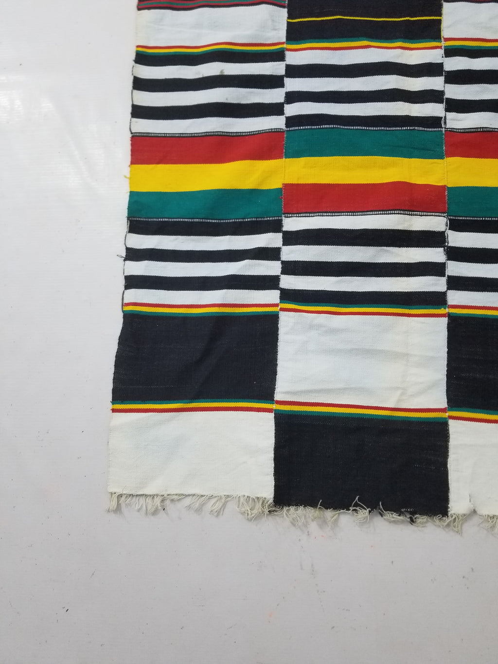 Vintage African Handwoven Kente Cloth - Ghana Textile 216x137cm