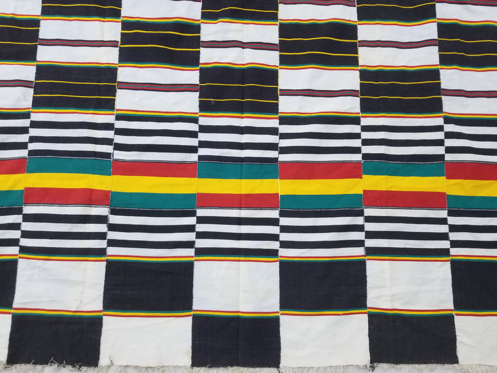 Vintage African Handwoven Kente Cloth - Ghana Textile 216x137cm