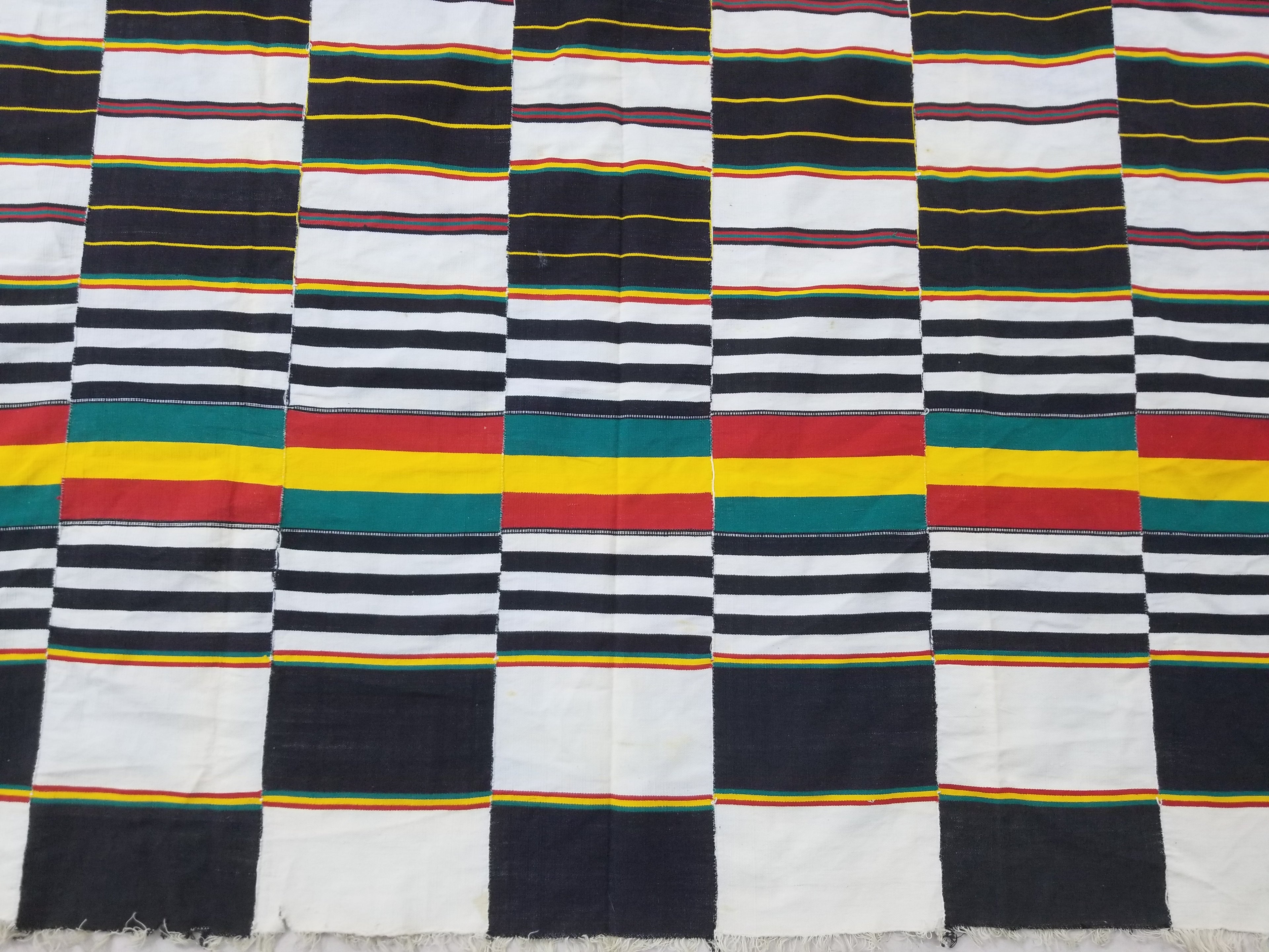 Vintage African Handwoven Kente Cloth - Ghana Textile 216x137cm