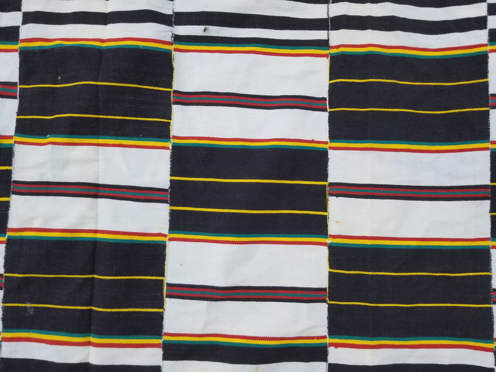 Vintage African Handwoven Kente Cloth - Ghana Textile 216x137cm