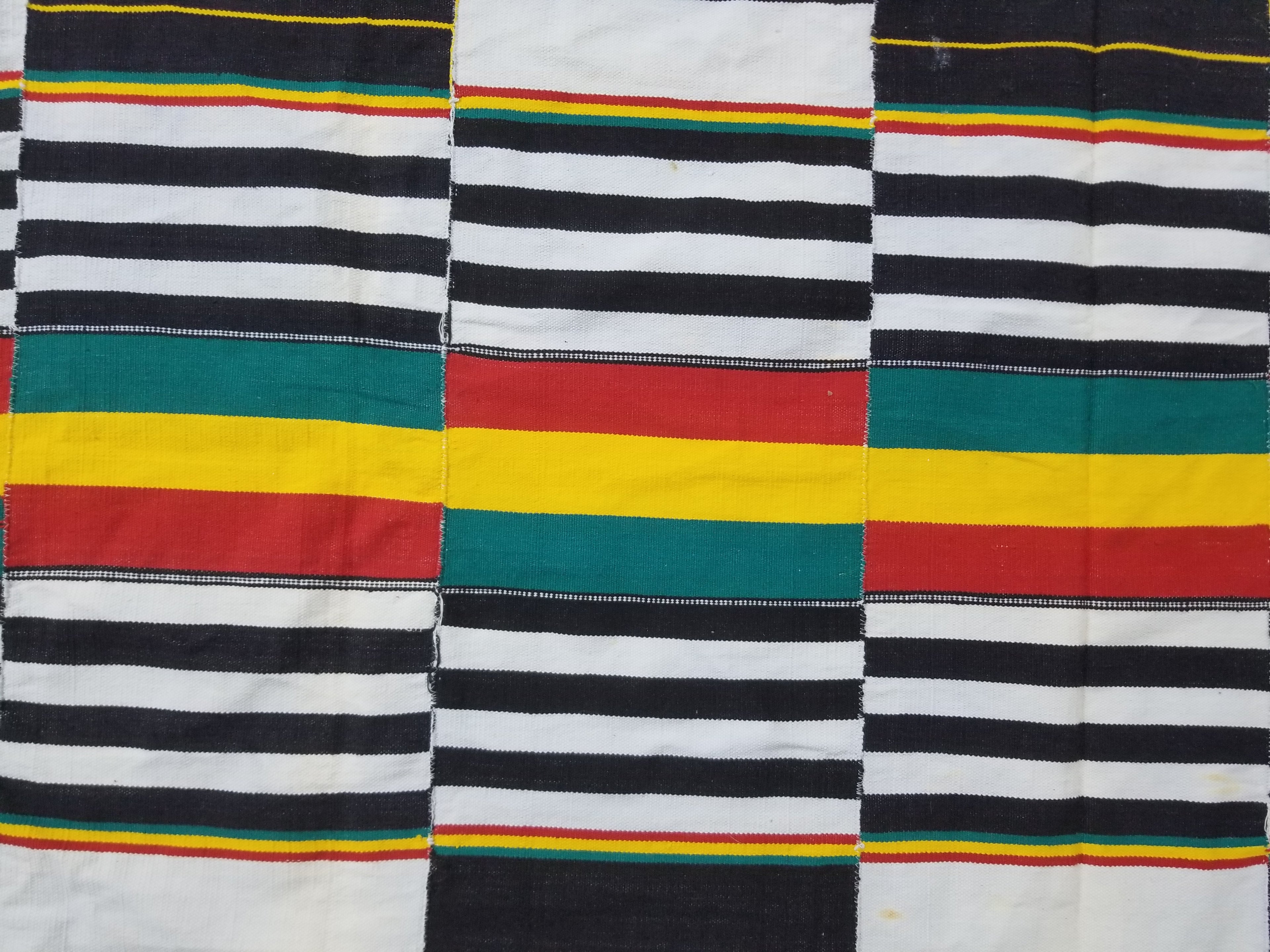 Vintage African Handwoven Kente Cloth - Ghana Textile 216x137cm