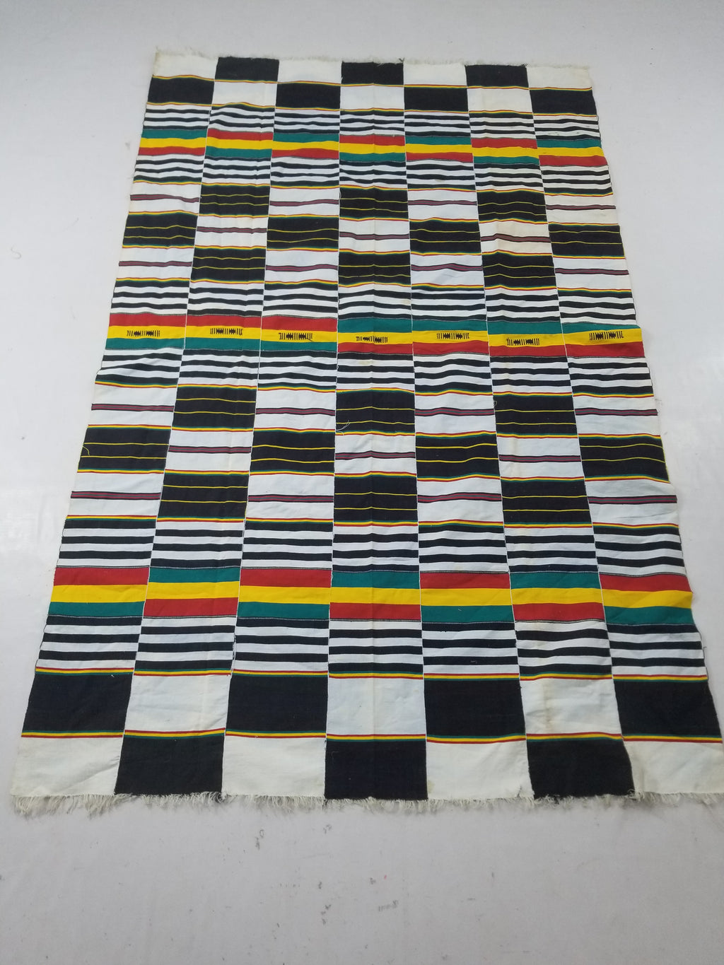 Vintage African Handwoven Kente Cloth - Ghana Textile 216x137cm