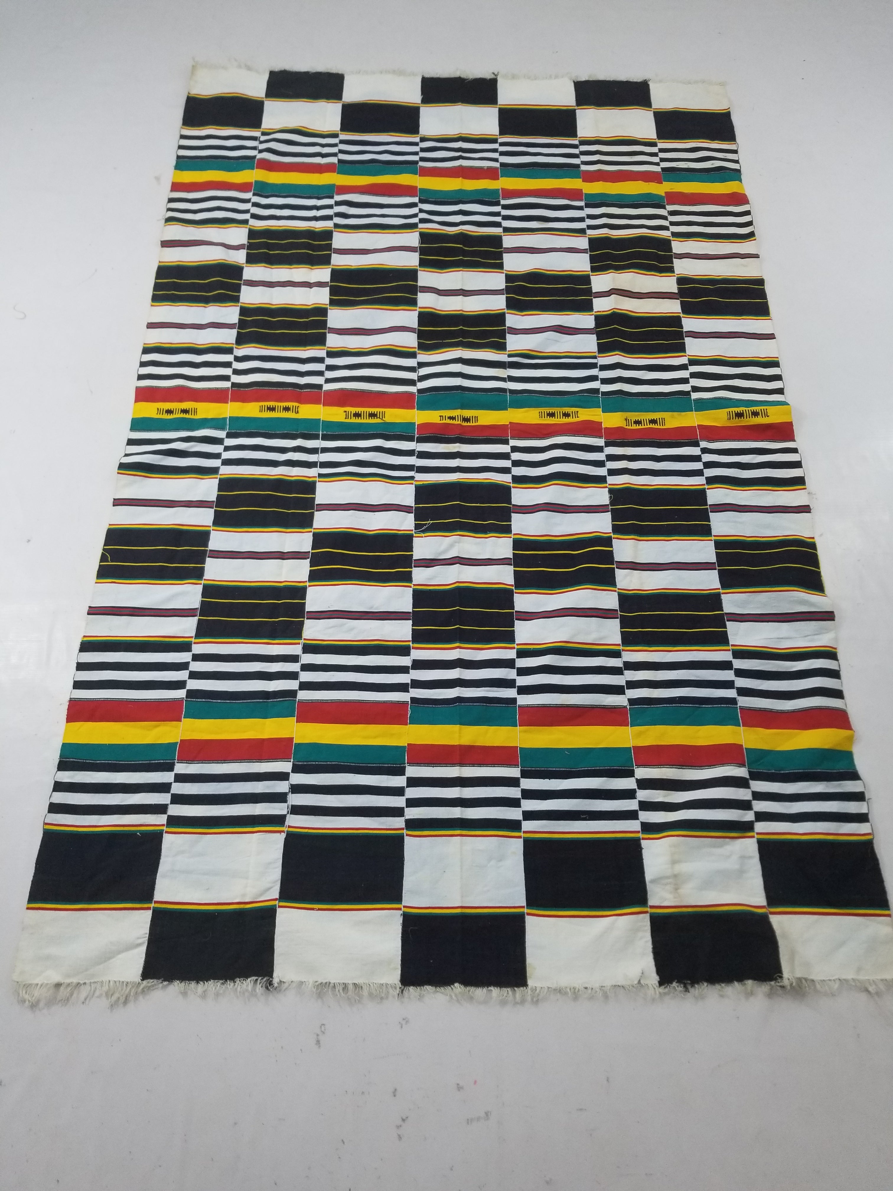 Vintage African Handwoven Kente Cloth - Ghana Textile 216x137cm