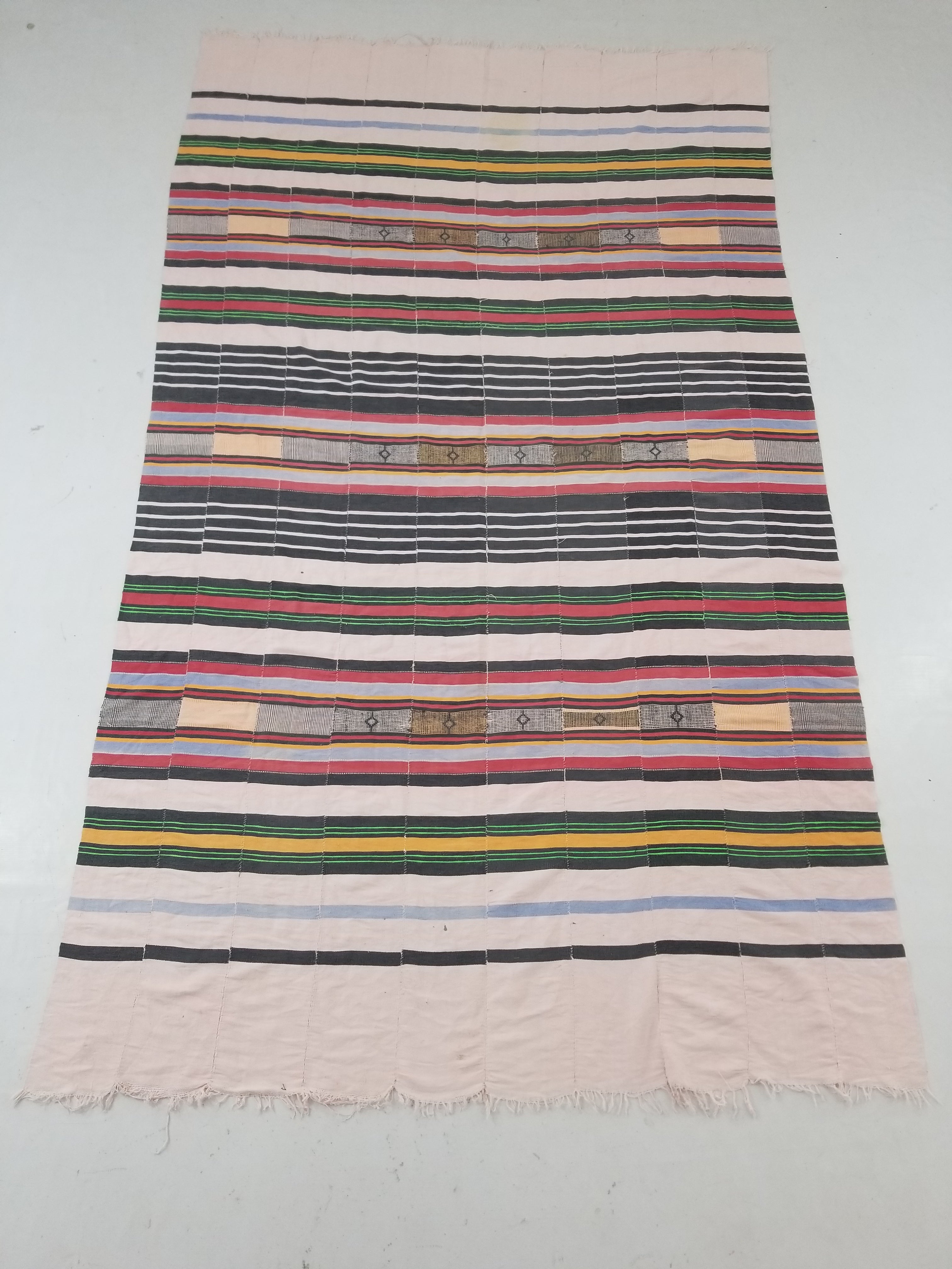 Vintage Traditional African Handwoven Multicolor Striped Blanket Throw 250x150cm
