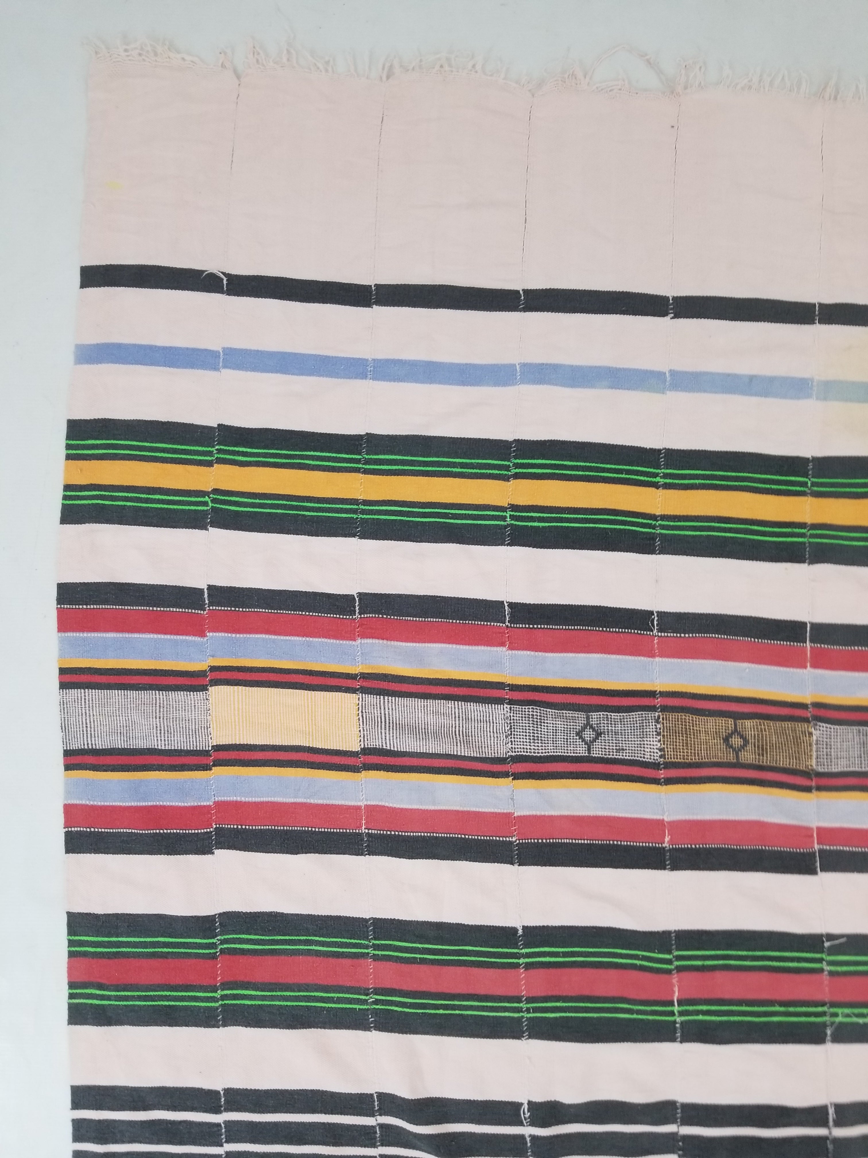 Vintage Traditional African Handwoven Multicolor Striped Blanket Throw 250x150cm