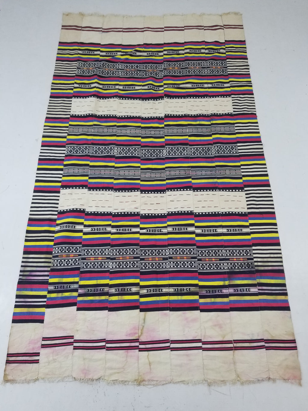 Vintage African Handwoven Ewe Kente Cloth - Ghana Ceremonial Textile 230x125cm