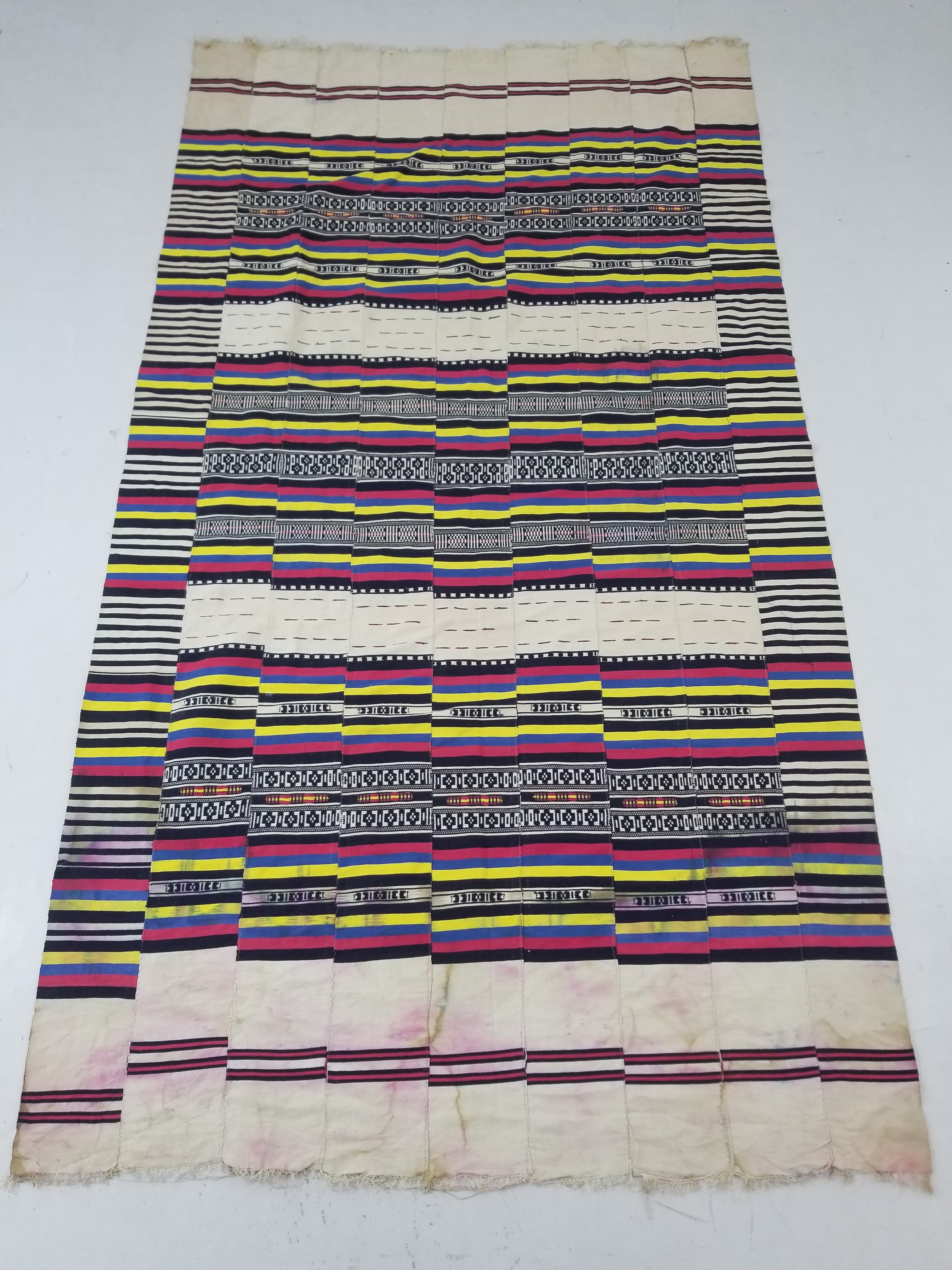 Vintage African Handwoven Ewe Kente Cloth - Ghana Ceremonial Textile 230x125cm