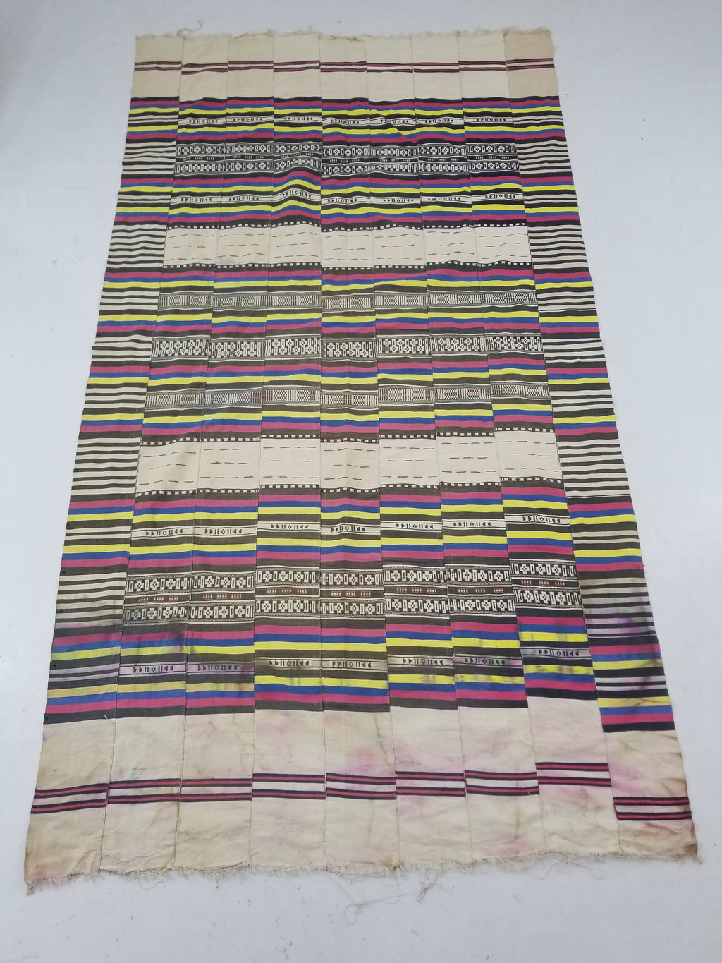 Vintage African Handwoven Ewe Kente Cloth - Ghana Ceremonial Textile 230x125cm