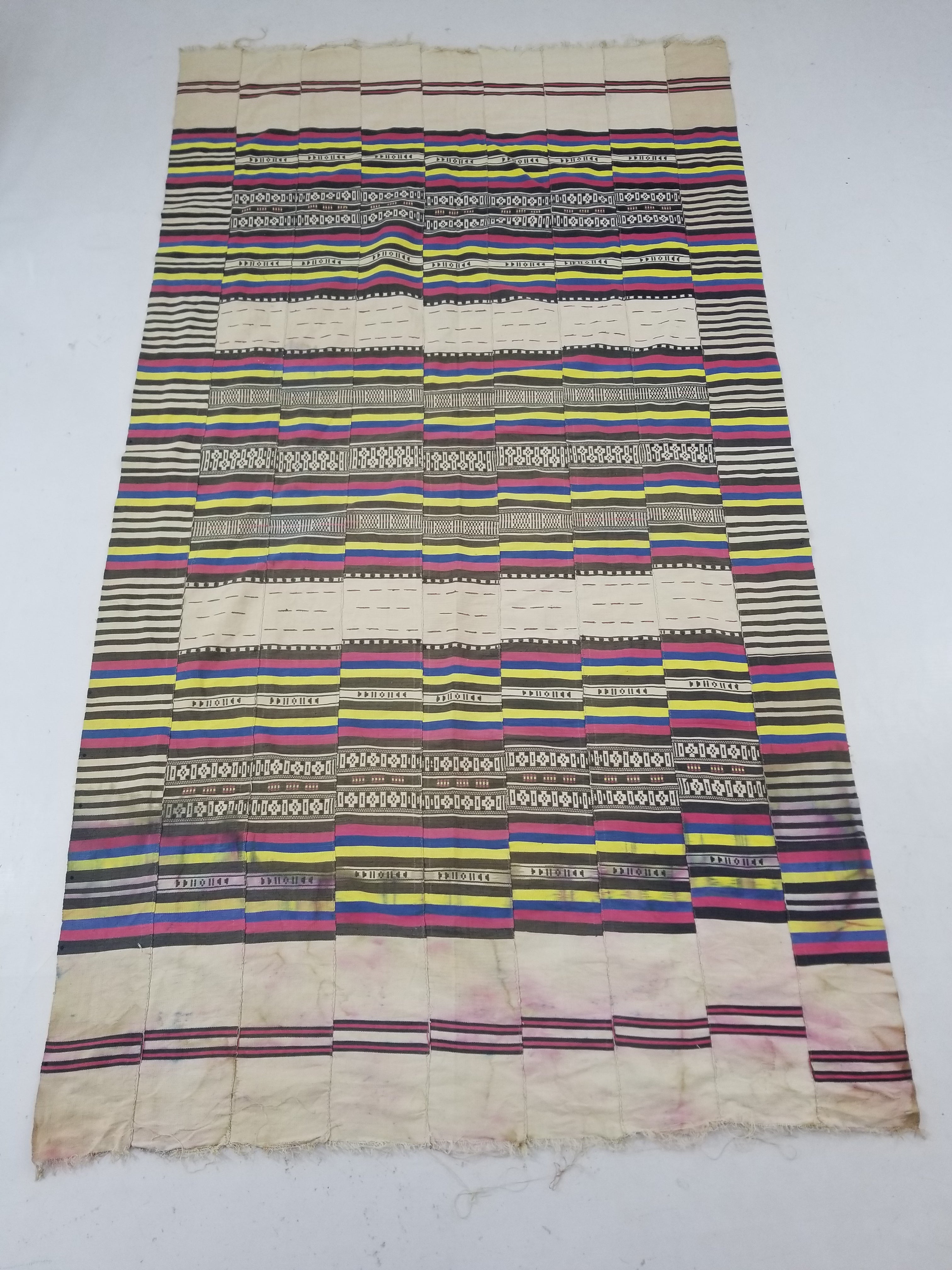 Vintage African Handwoven Ewe Kente Cloth - Ghana Ceremonial Textile 230x125cm