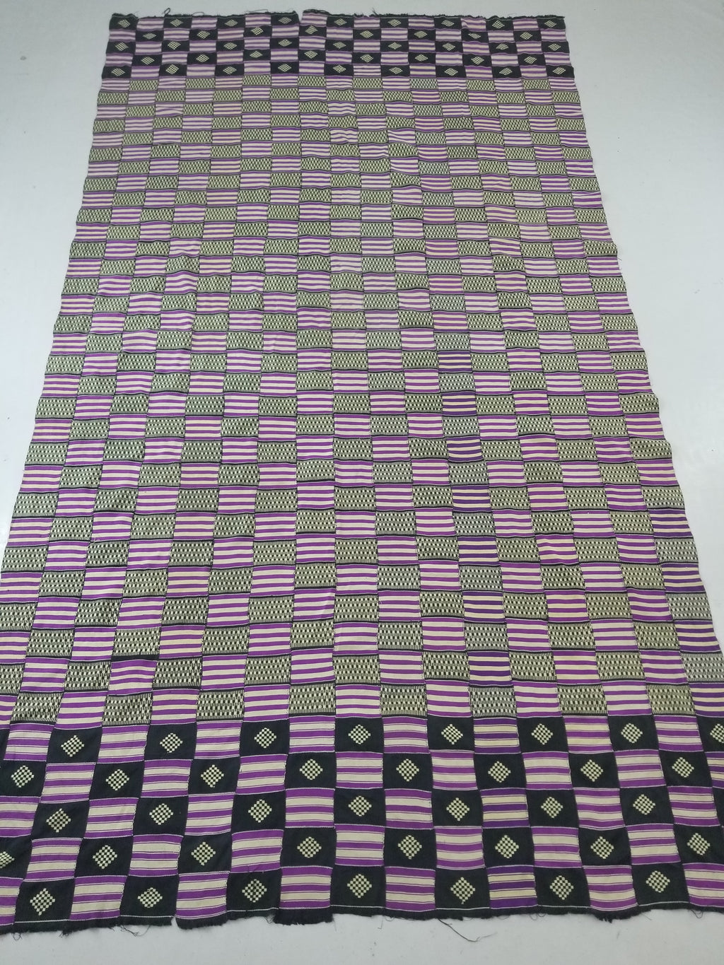 Vintage African Handwoven Ewe Kente Cloth - Ghana Textile 333x189cm