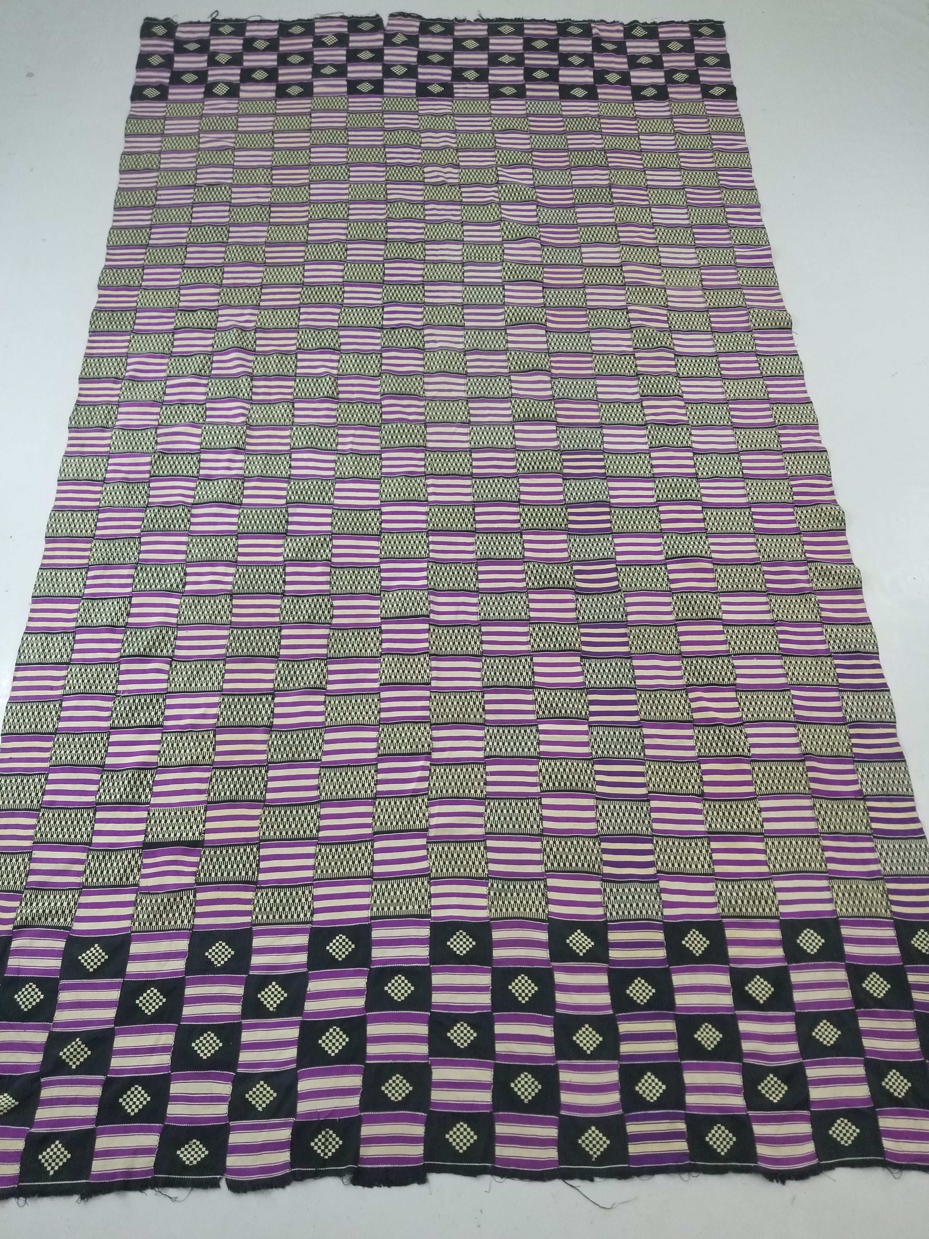 Vintage African Handwoven Ewe Kente Cloth - Ghana Textile 333x189cm