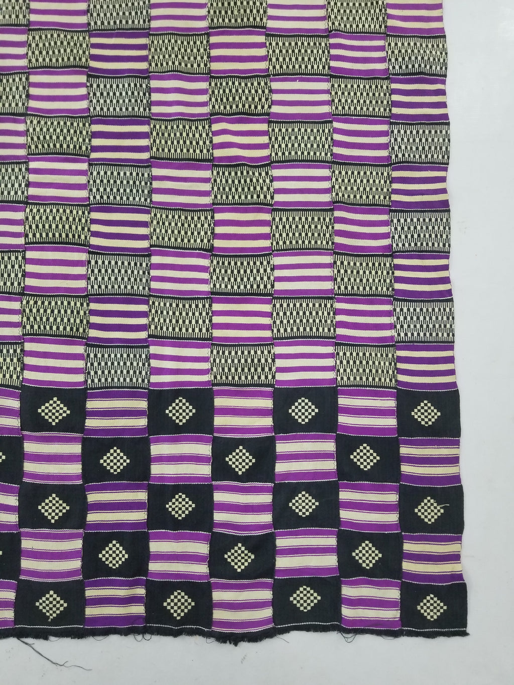 Vintage African Handwoven Ewe Kente Cloth - Ghana Textile 333x189cm