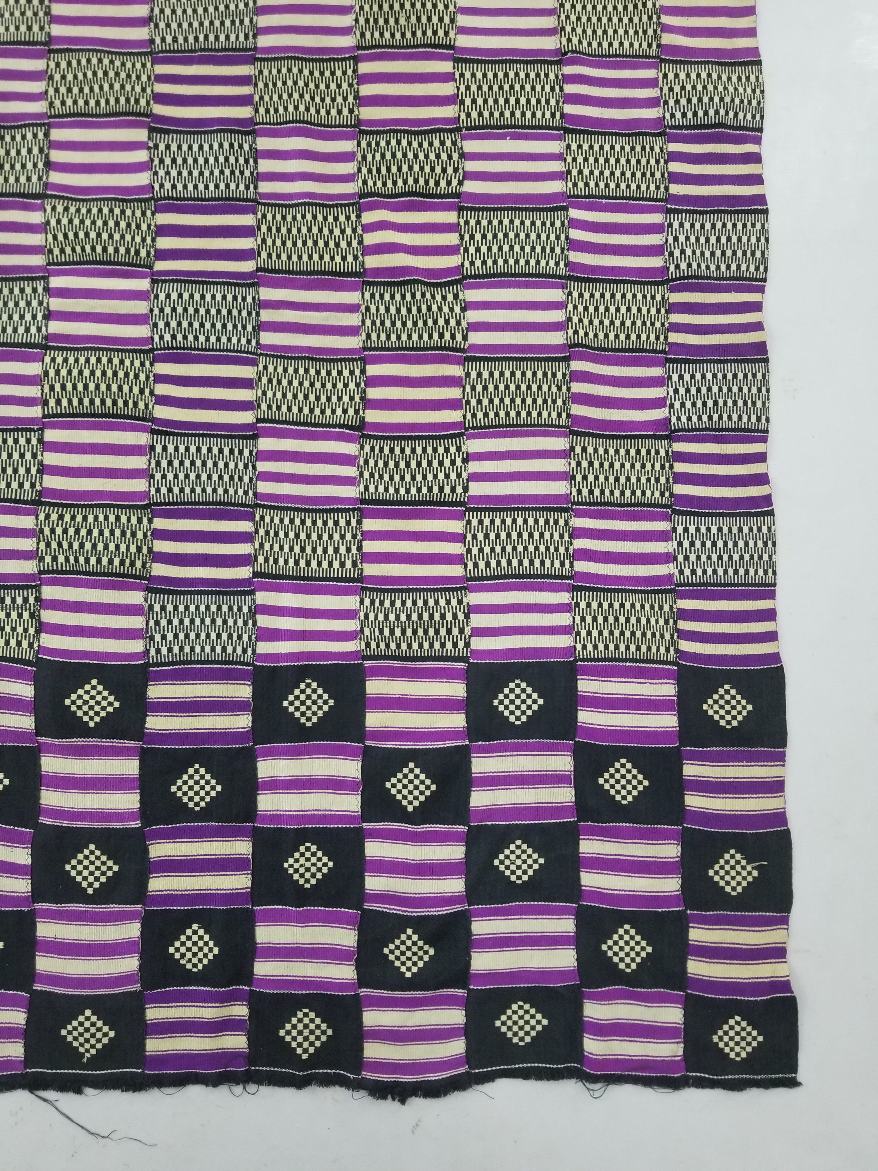 Vintage African Handwoven Ewe Kente Cloth - Ghana Textile 333x189cm