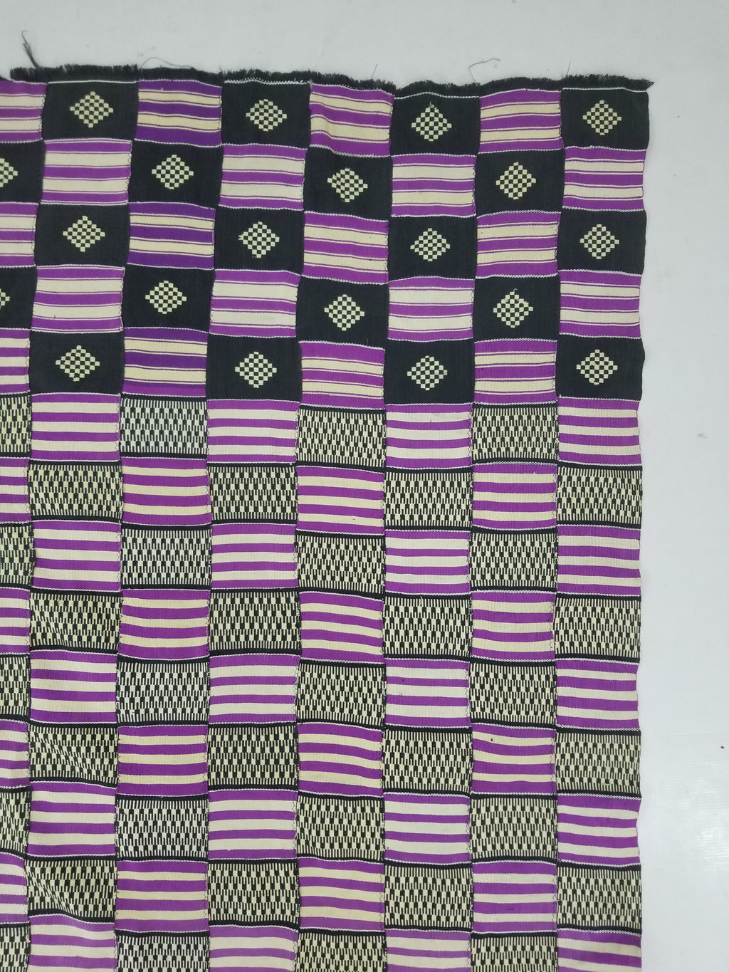 Vintage African Handwoven Ewe Kente Cloth - Ghana Textile 333x189cm