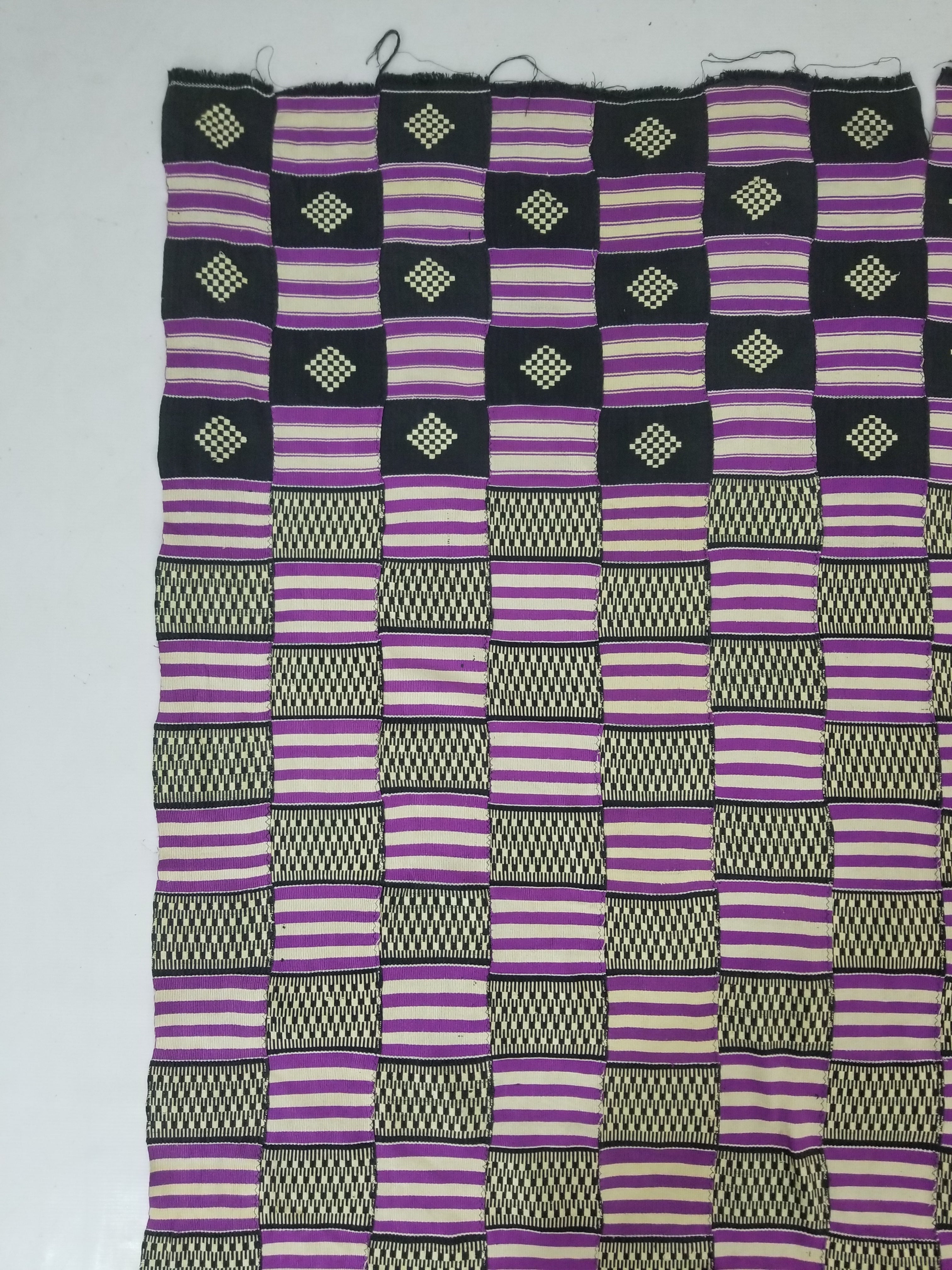 Vintage African Handwoven Ewe Kente Cloth - Ghana Textile 333x189cm
