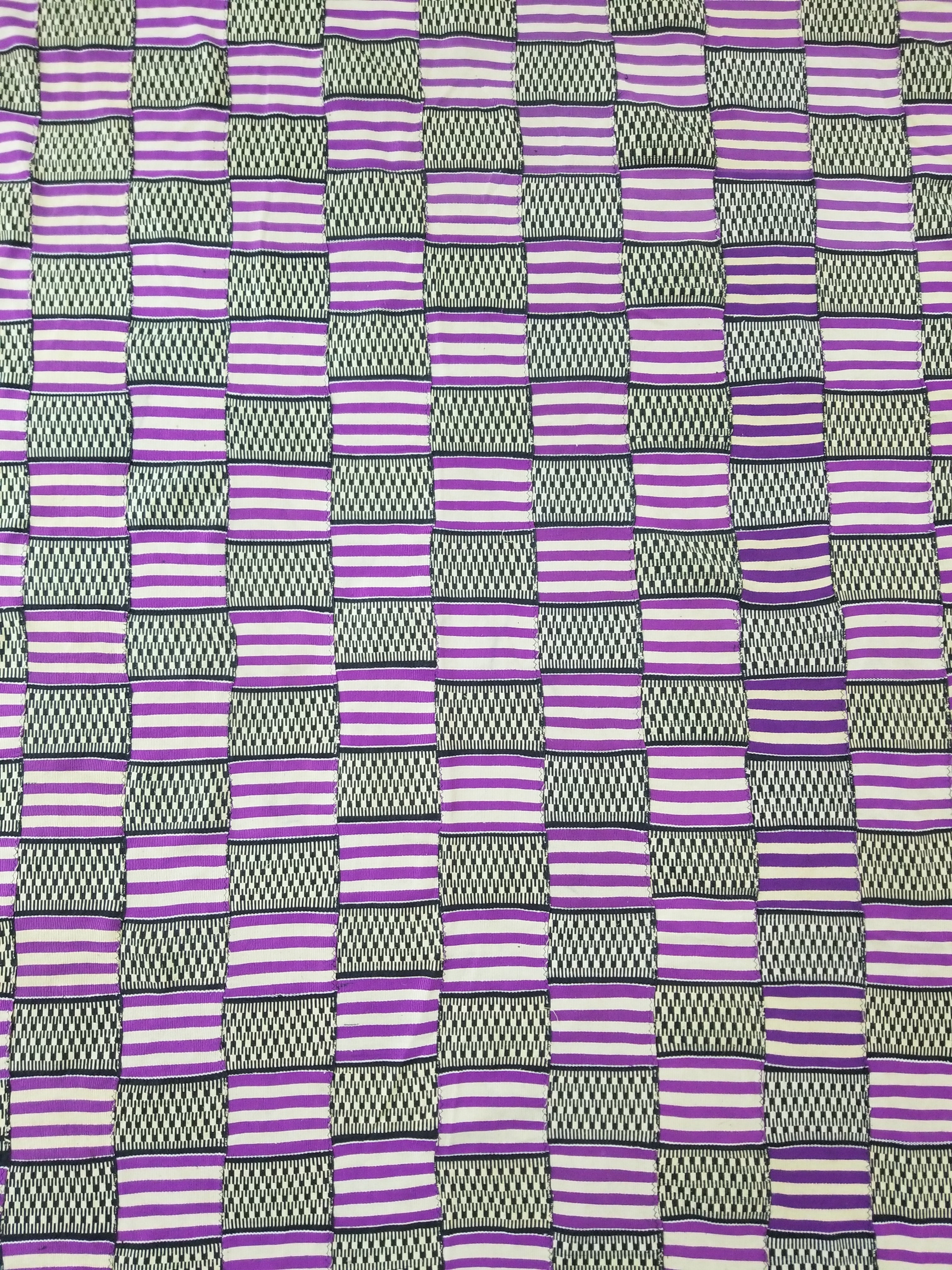 Vintage African Handwoven Ewe Kente Cloth - Ghana Textile 333x189cm