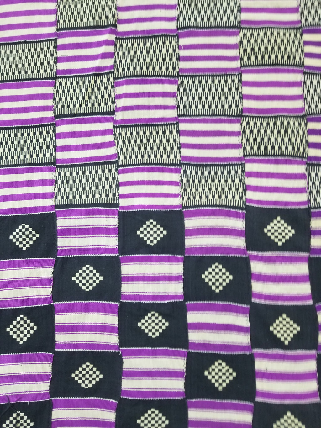 Vintage African Handwoven Ewe Kente Cloth - Ghana Textile 333x189cm