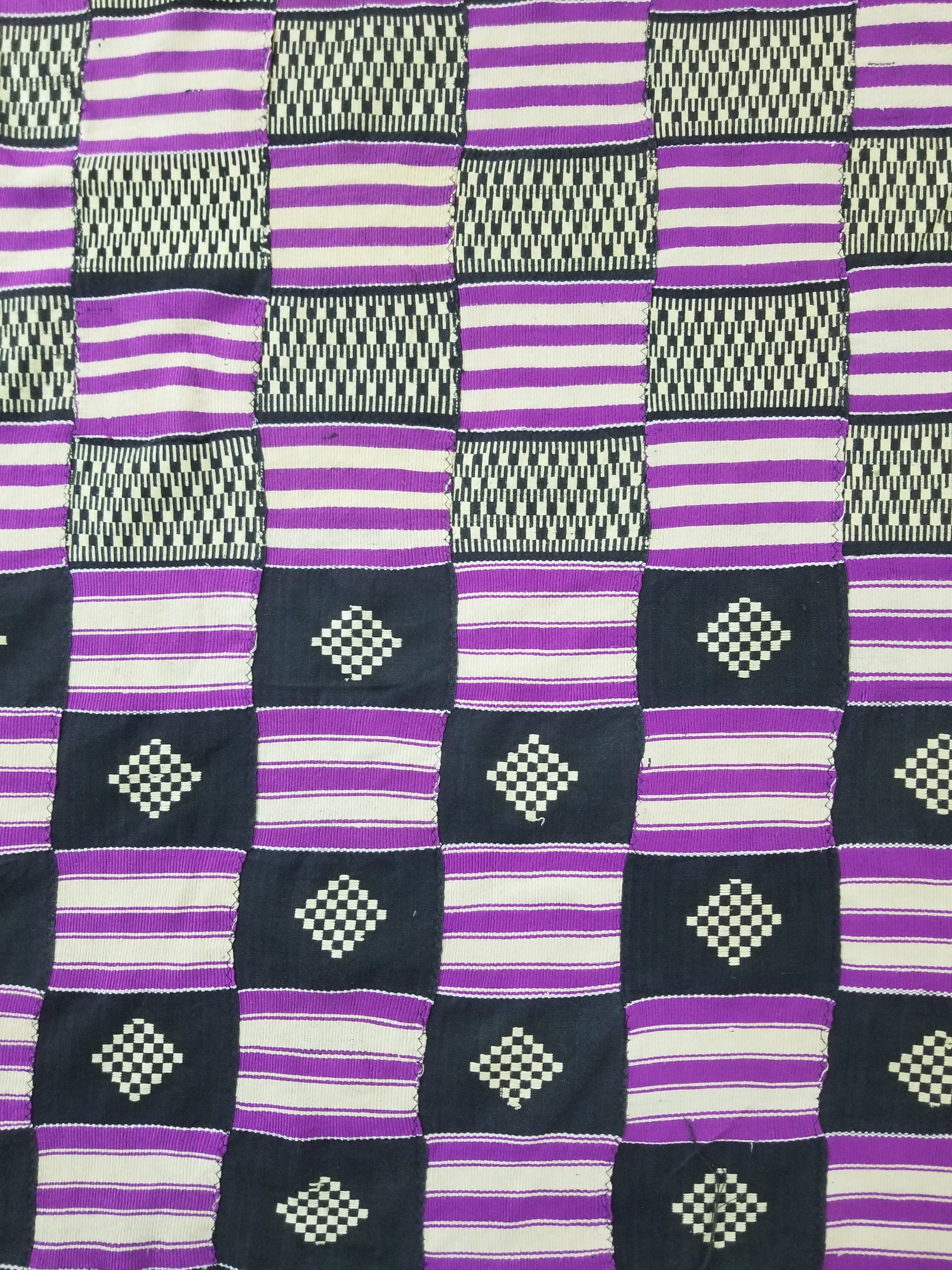 Vintage African Handwoven Ewe Kente Cloth - Ghana Textile 333x189cm