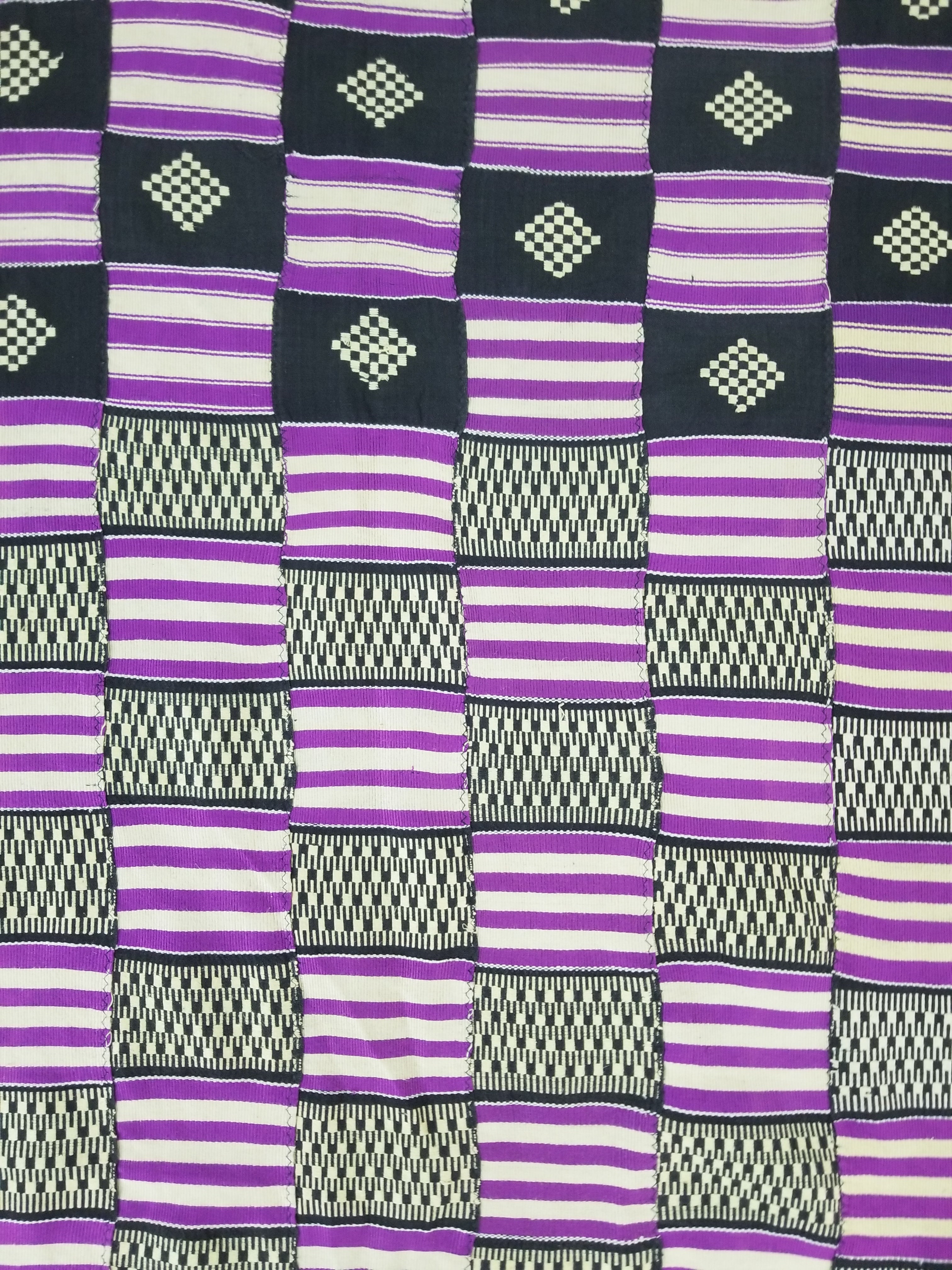 Vintage African Handwoven Ewe Kente Cloth - Ghana Textile 333x189cm