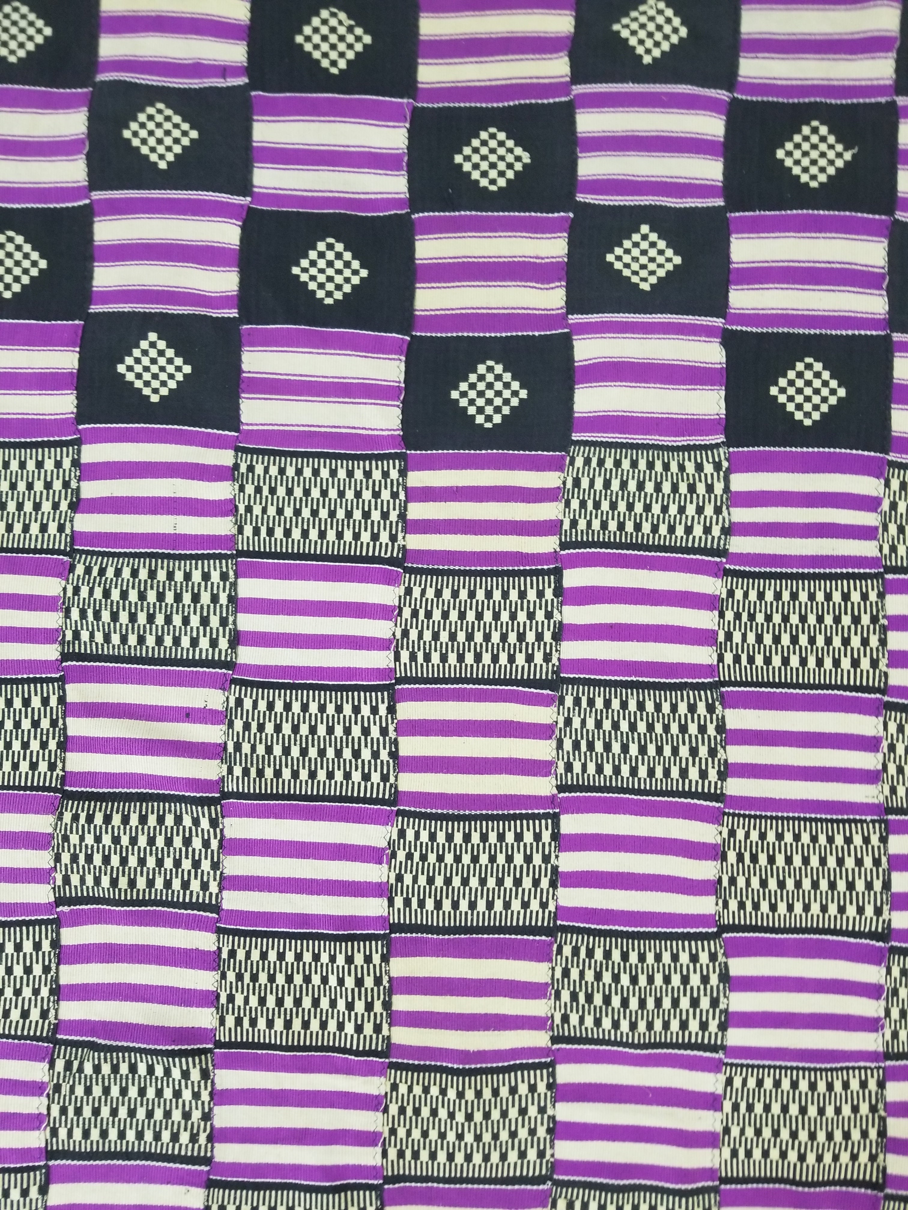 Vintage African Handwoven Ewe Kente Cloth - Ghana Textile 333x189cm