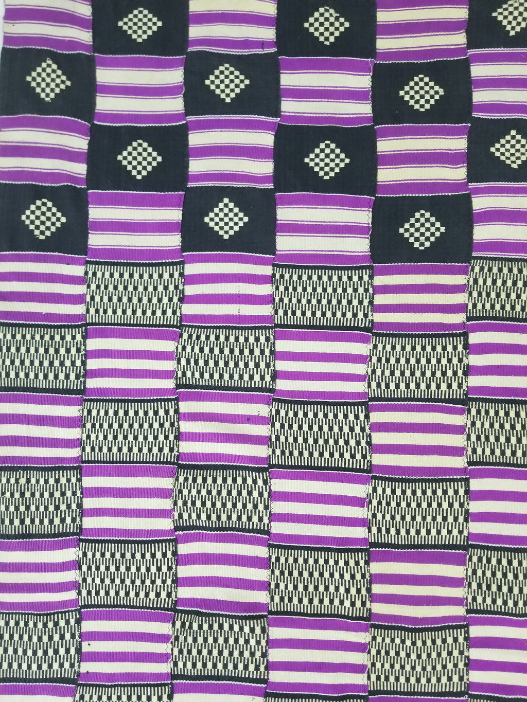 Vintage African Handwoven Ewe Kente Cloth - Ghana Textile 333x189cm