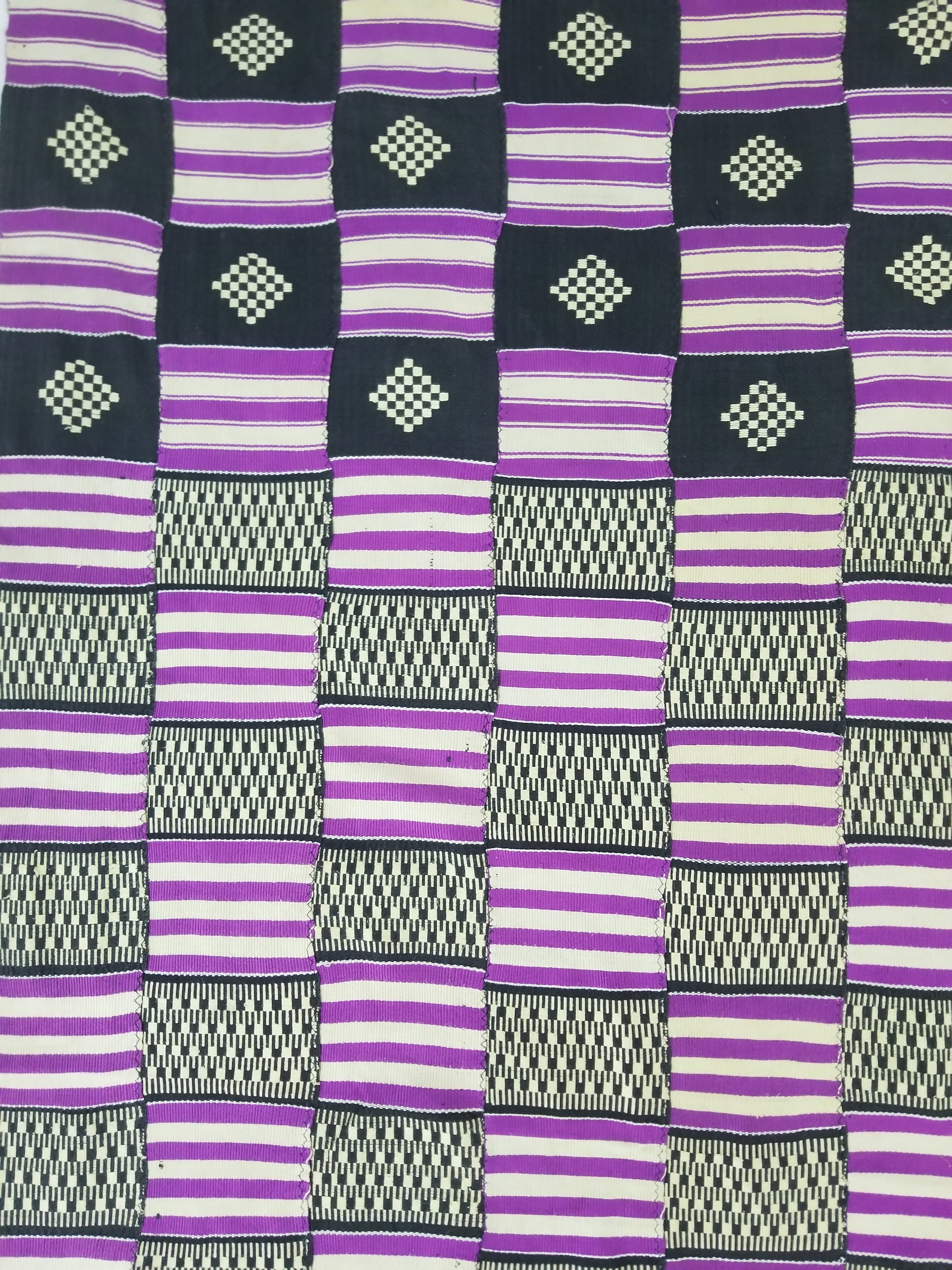 Vintage African Handwoven Ewe Kente Cloth - Ghana Textile 333x189cm