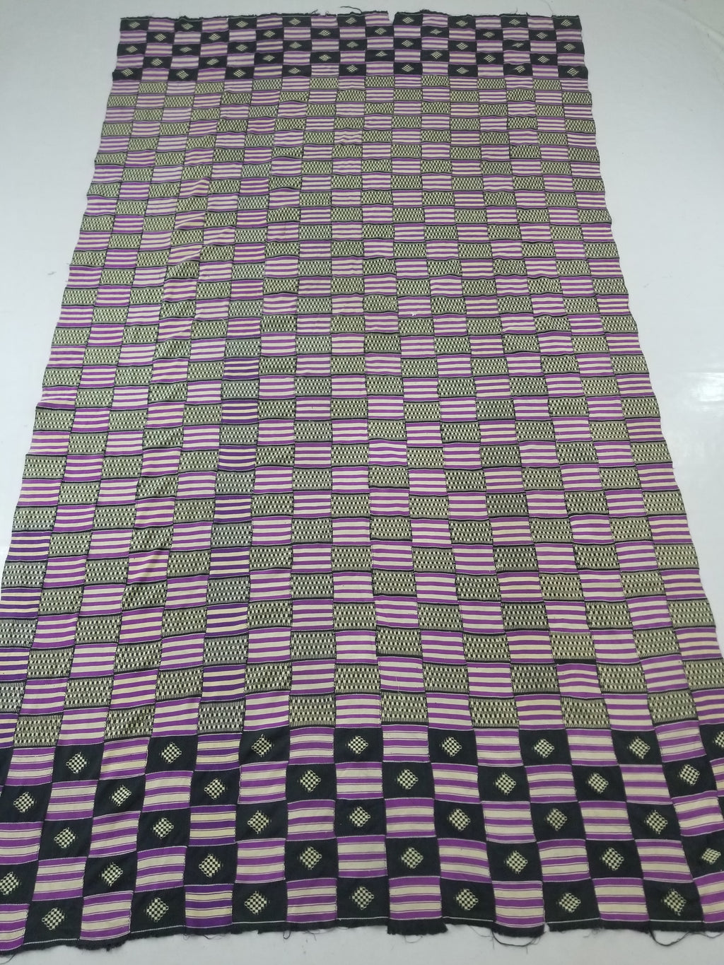 Vintage African Handwoven Ewe Kente Cloth - Ghana Textile 333x189cm