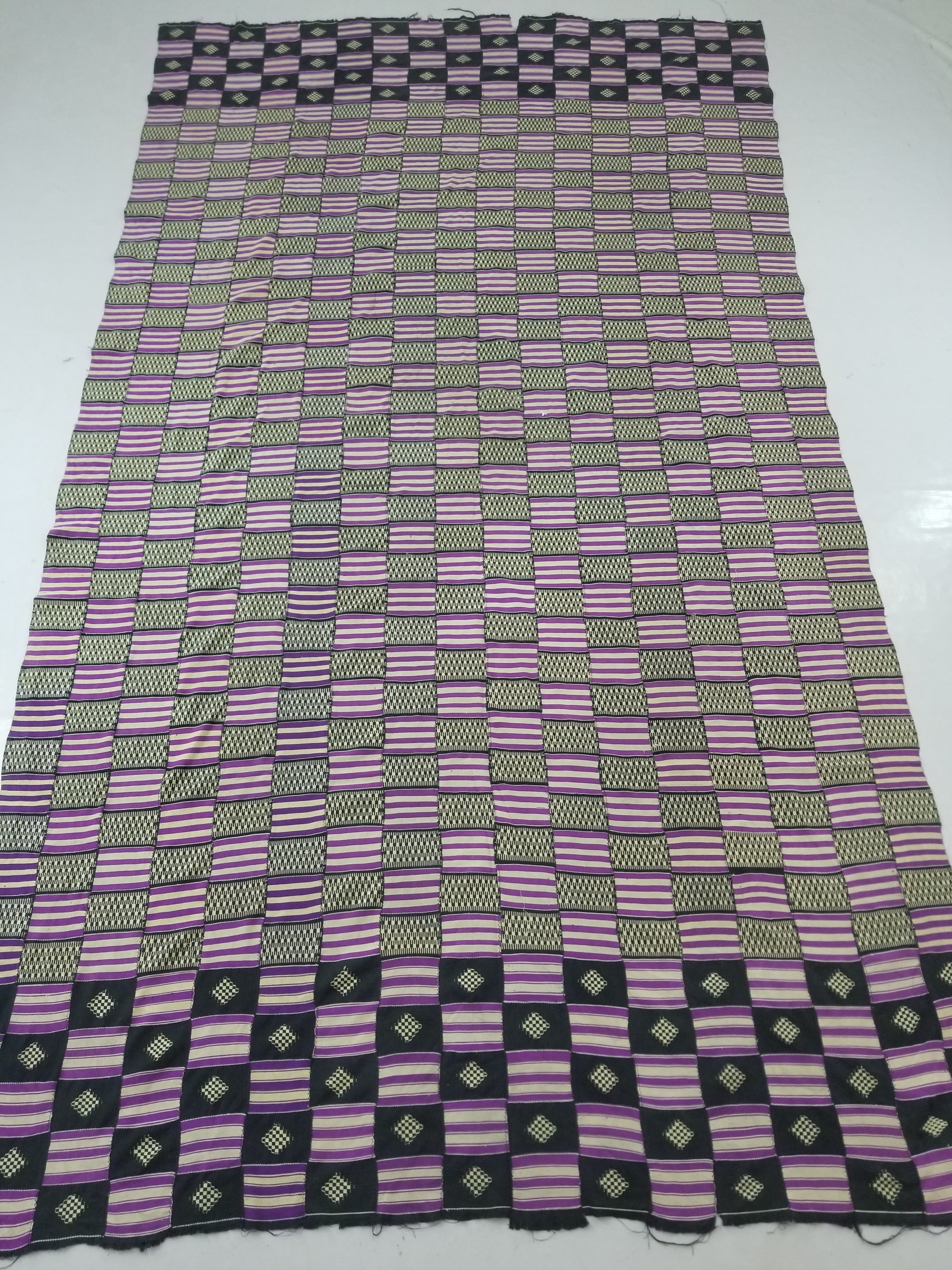 Vintage African Handwoven Ewe Kente Cloth - Ghana Textile 333x189cm