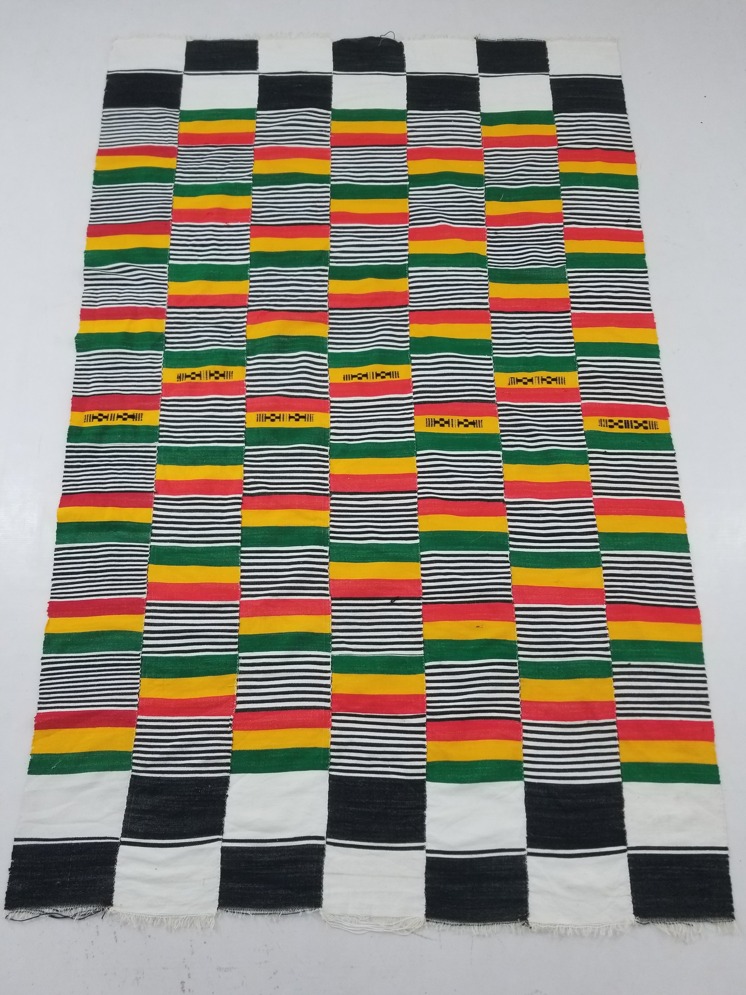 Vintage Traditional African Handwoven Kente Cloth Textile 184x118cm