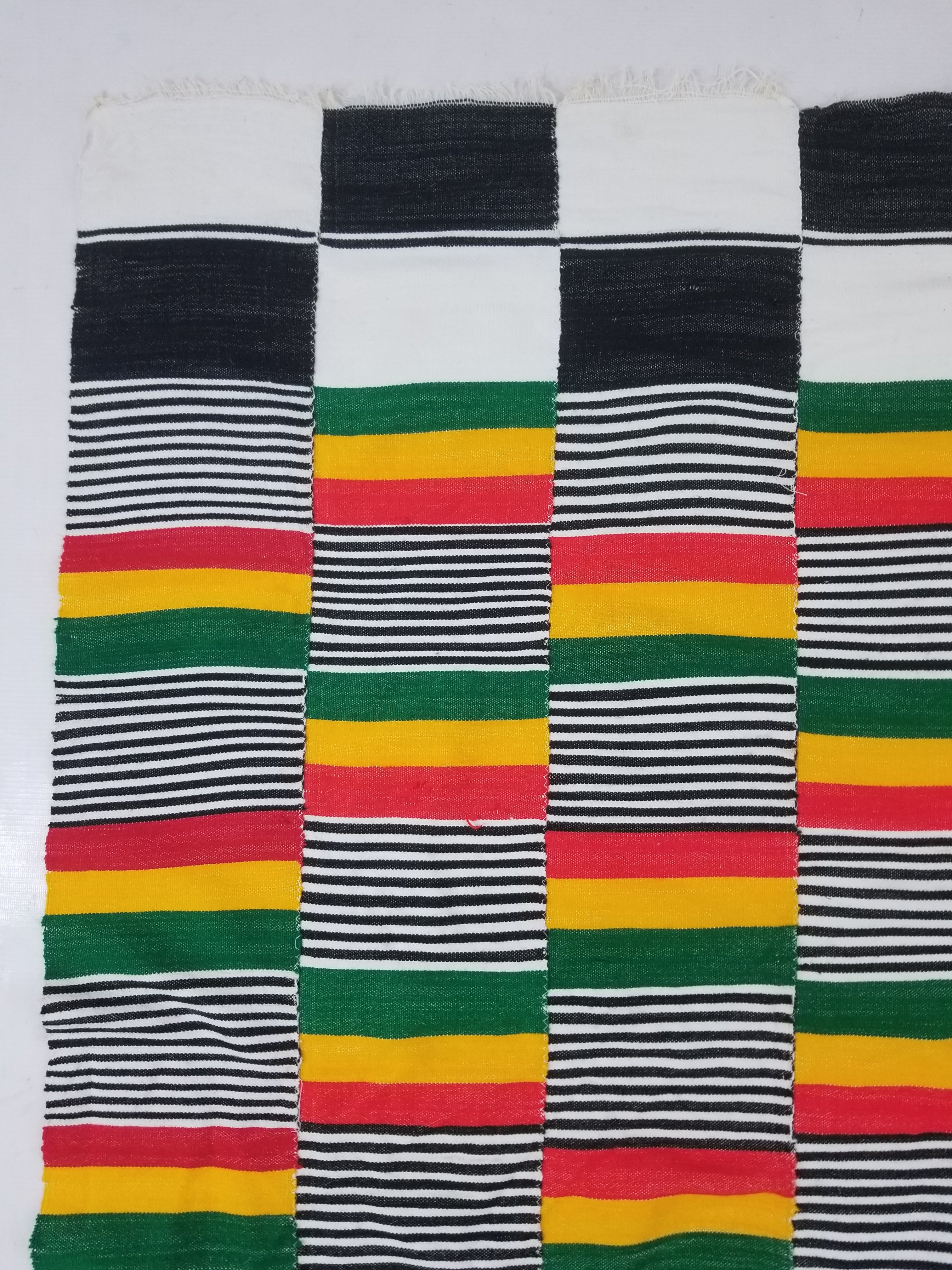 Vintage Traditional African Handwoven Kente Cloth Textile 184x118cm