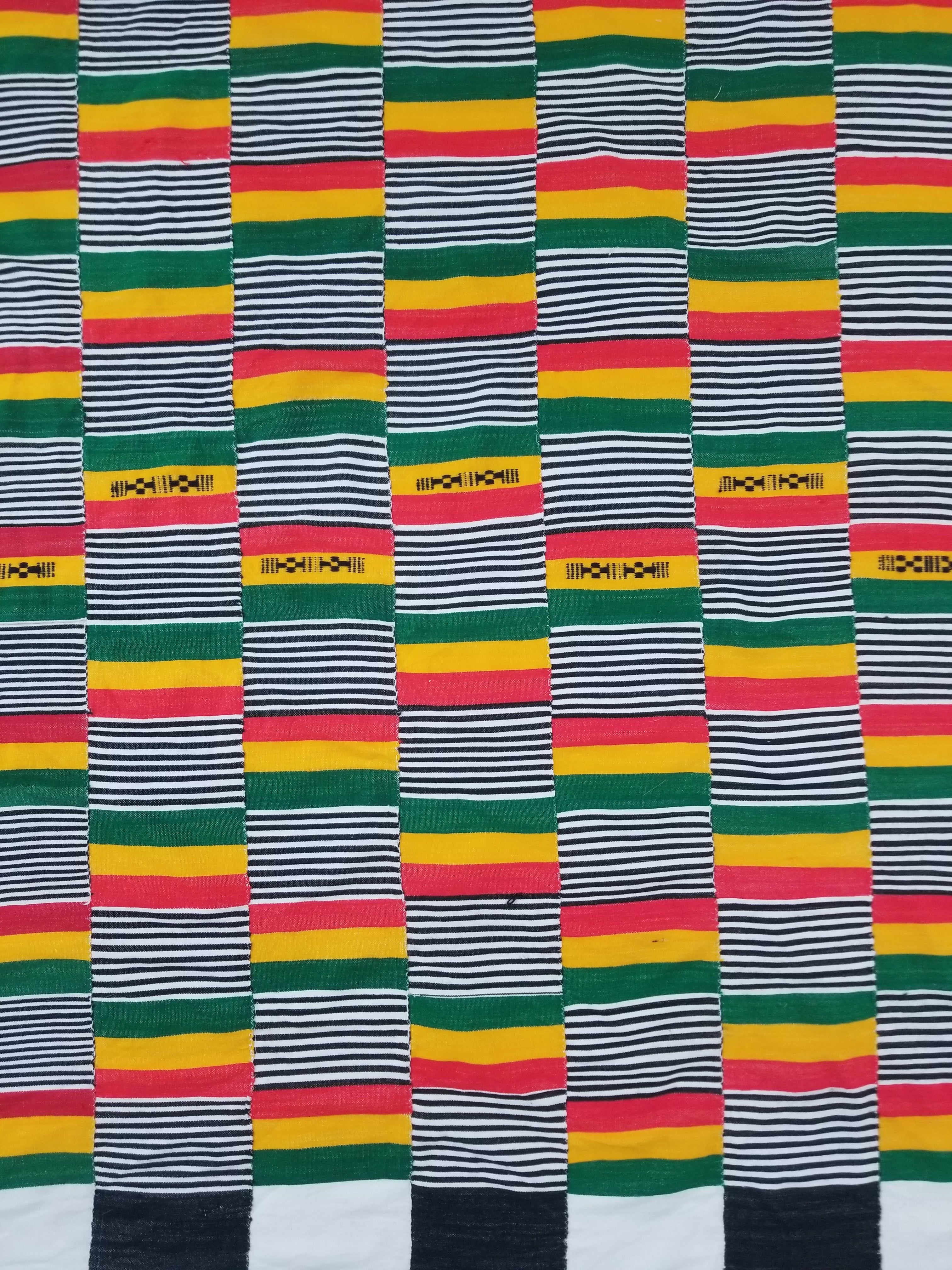 Vintage Traditional African Handwoven Kente Cloth Textile 184x118cm