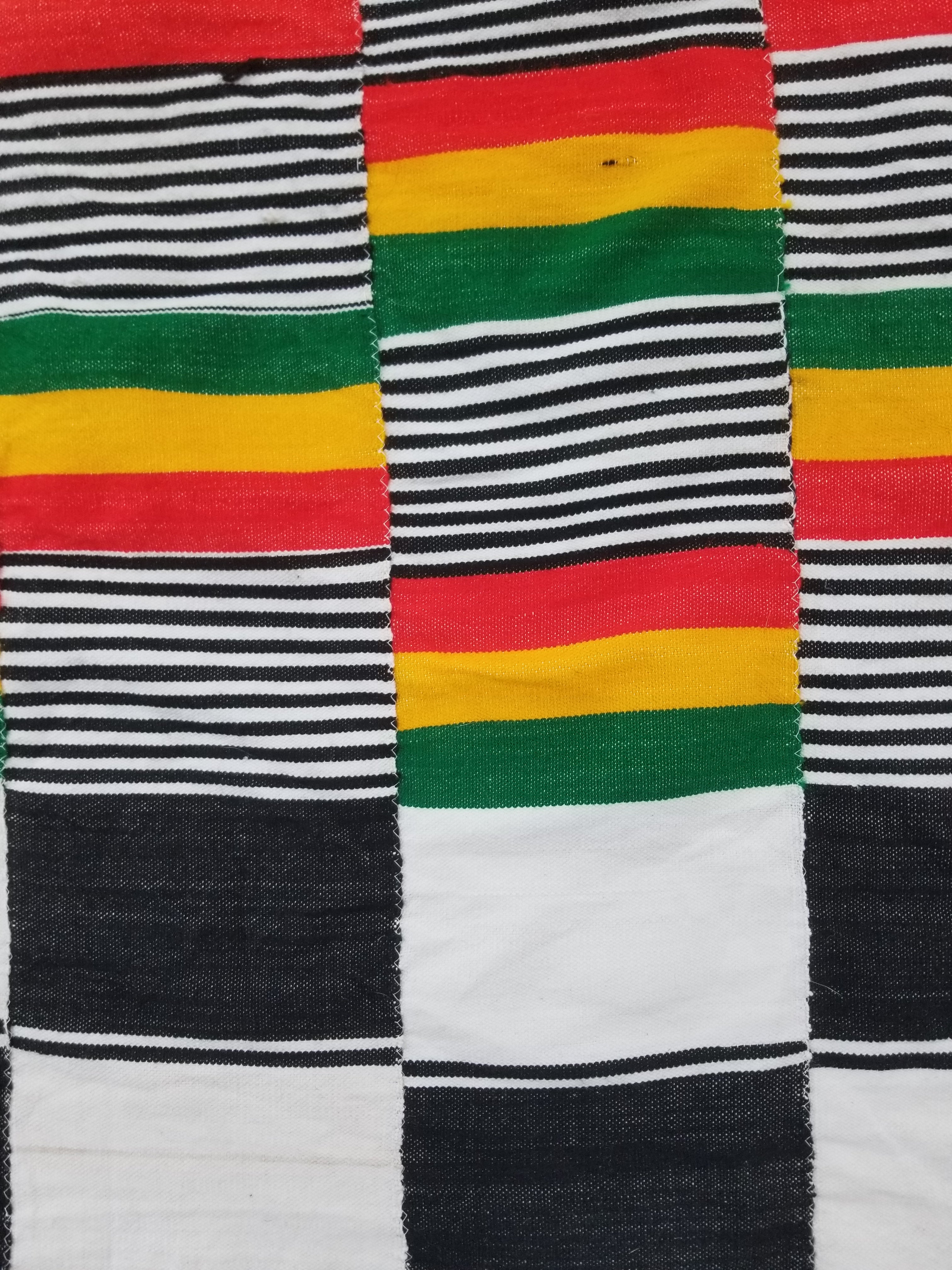 Vintage Traditional African Handwoven Kente Cloth Textile 184x118cm
