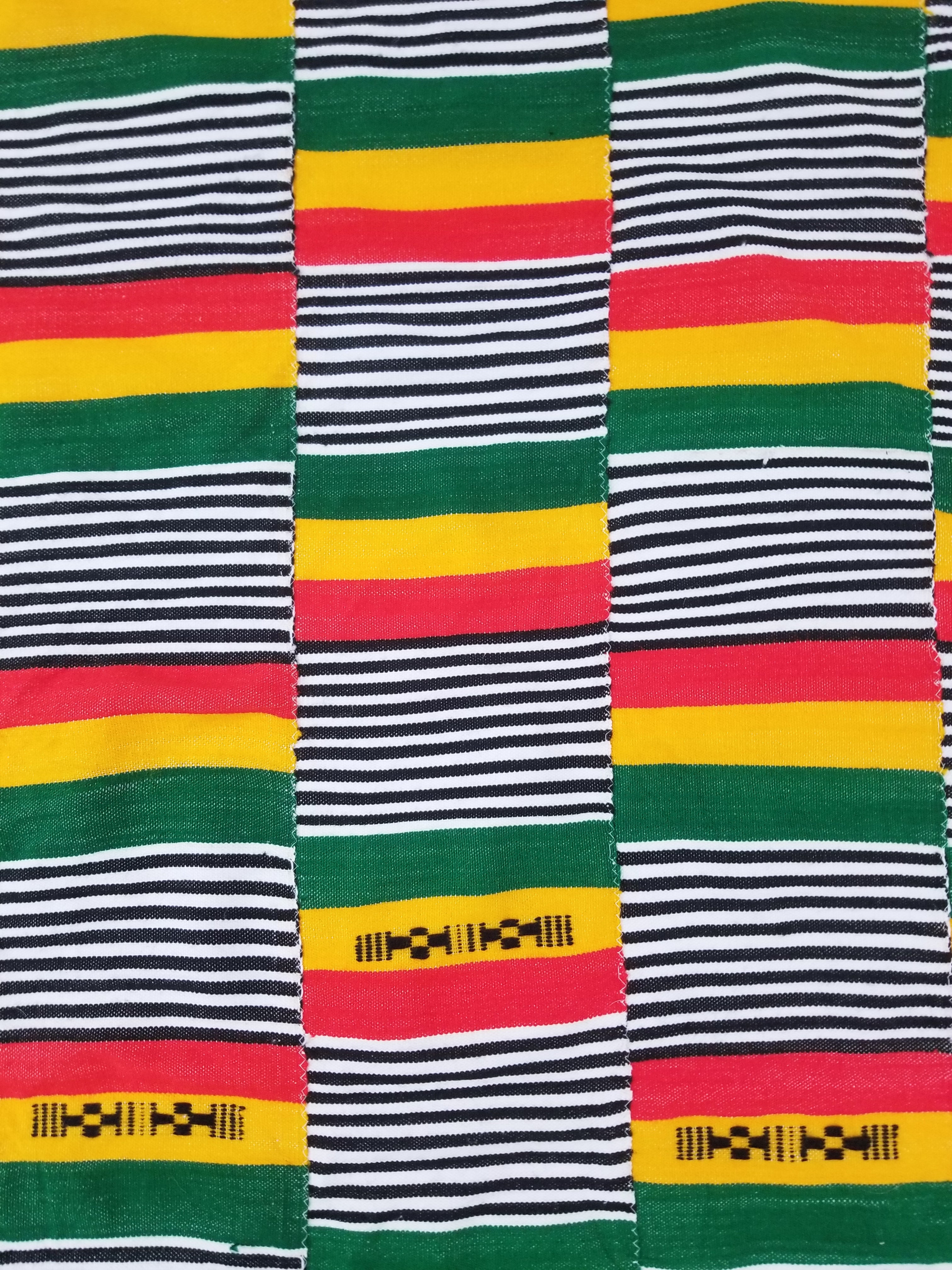 Vintage Traditional African Handwoven Kente Cloth Textile 184x118cm