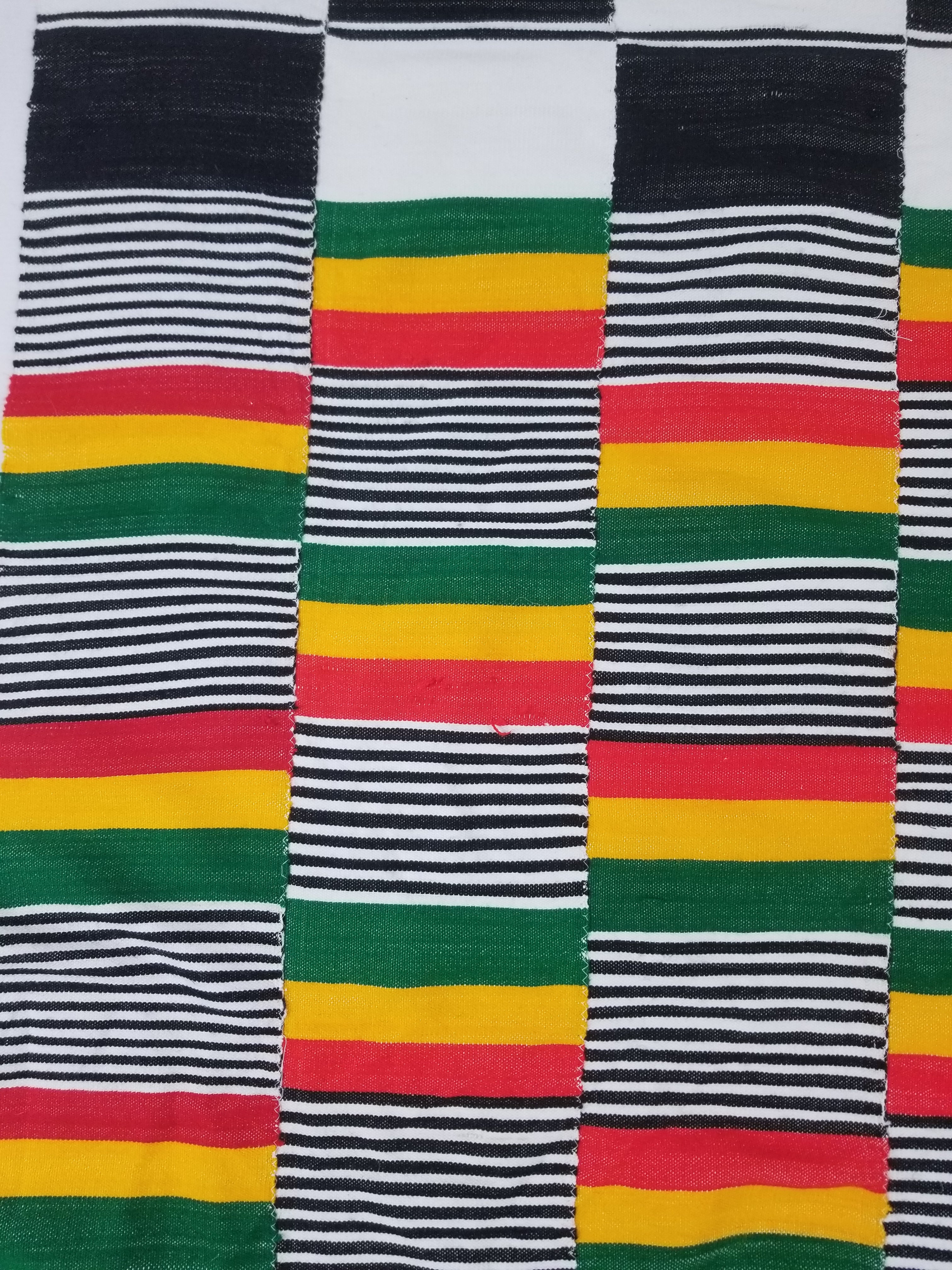 Vintage Traditional African Handwoven Kente Cloth Textile 184x118cm