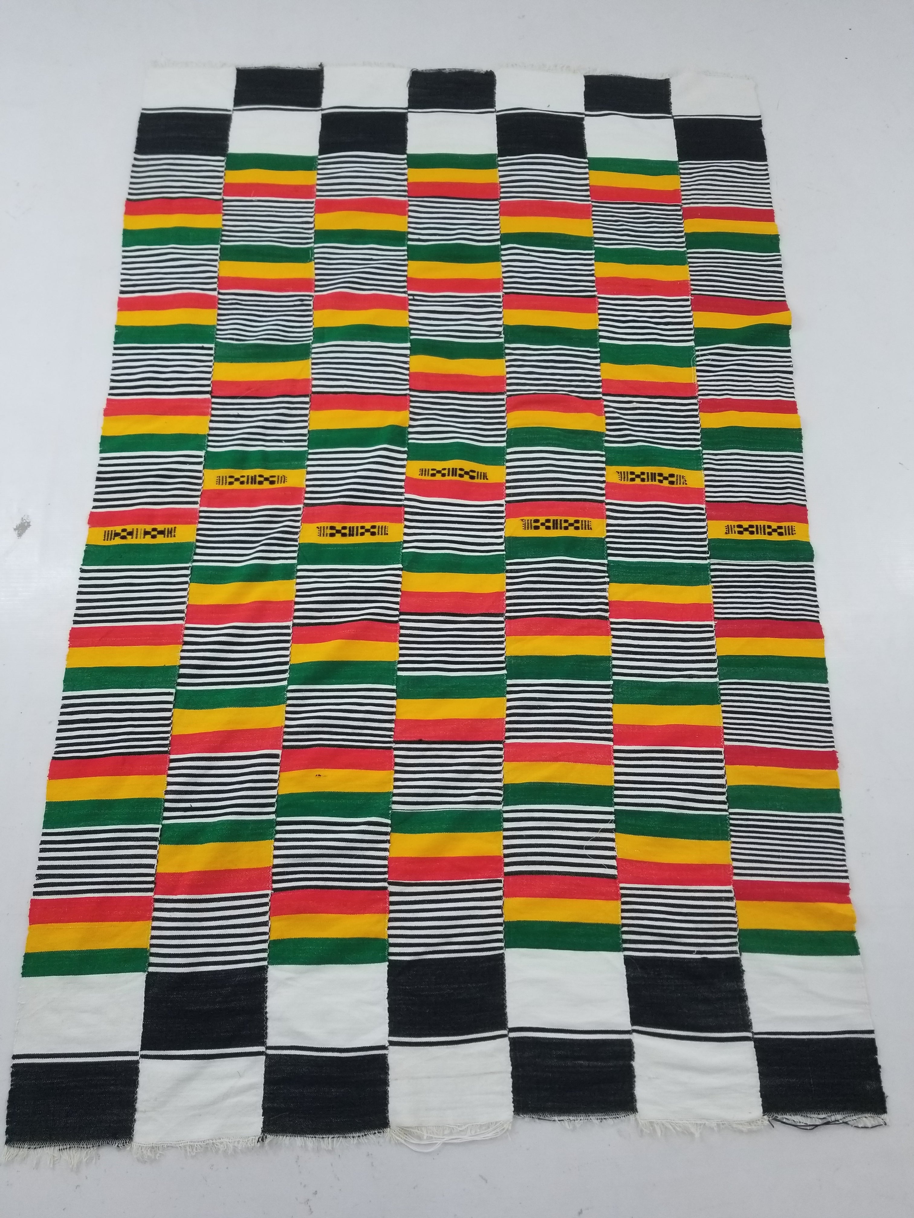 Vintage Traditional African Handwoven Kente Cloth Textile 184x118cm