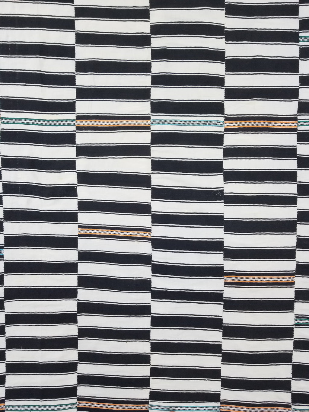 Vintage African Style Handwoven Black & White Striped Textile / Blanket 218x146c