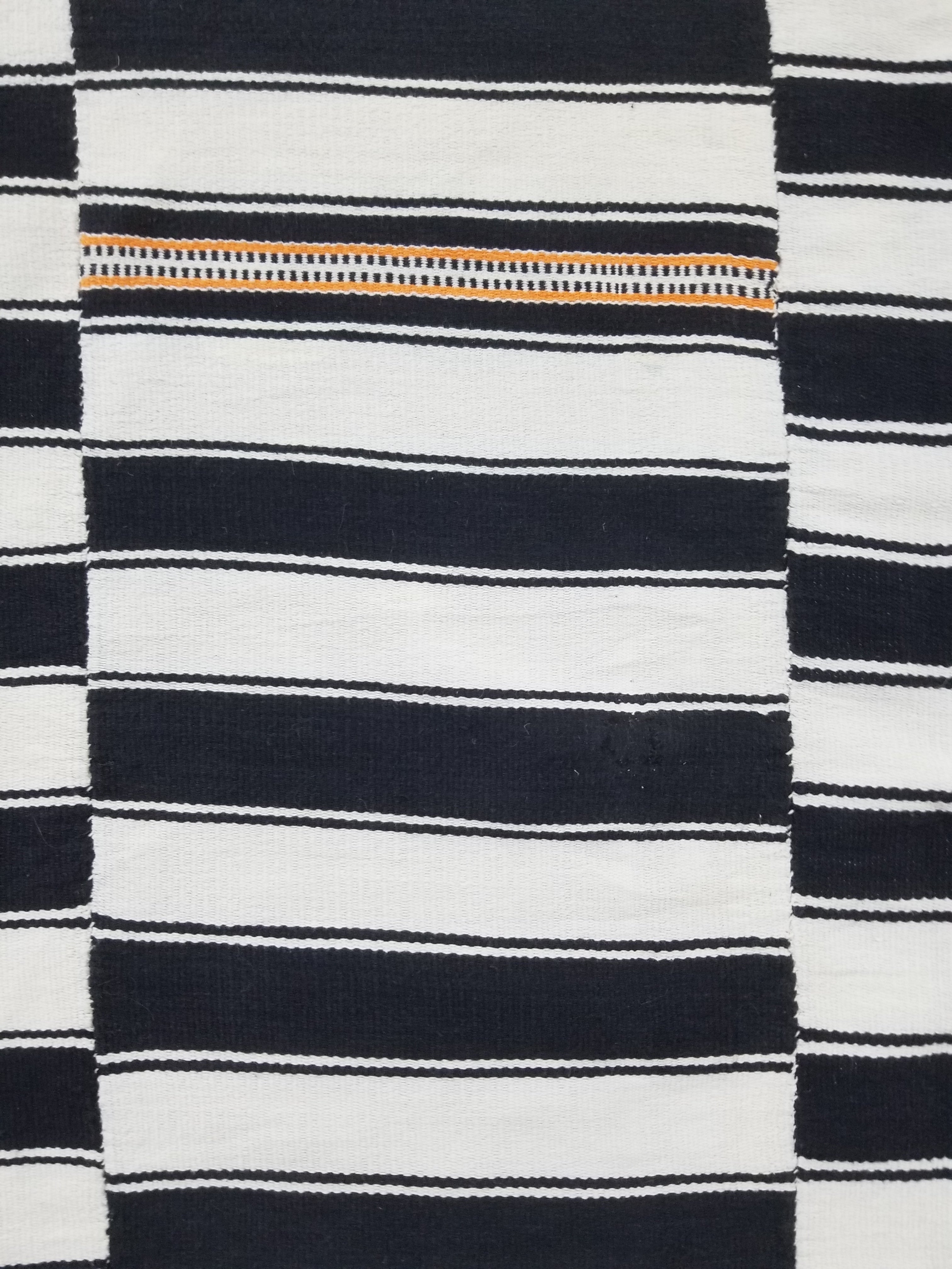 Vintage African Style Handwoven Black & White Striped Textile / Blanket 218x146c
