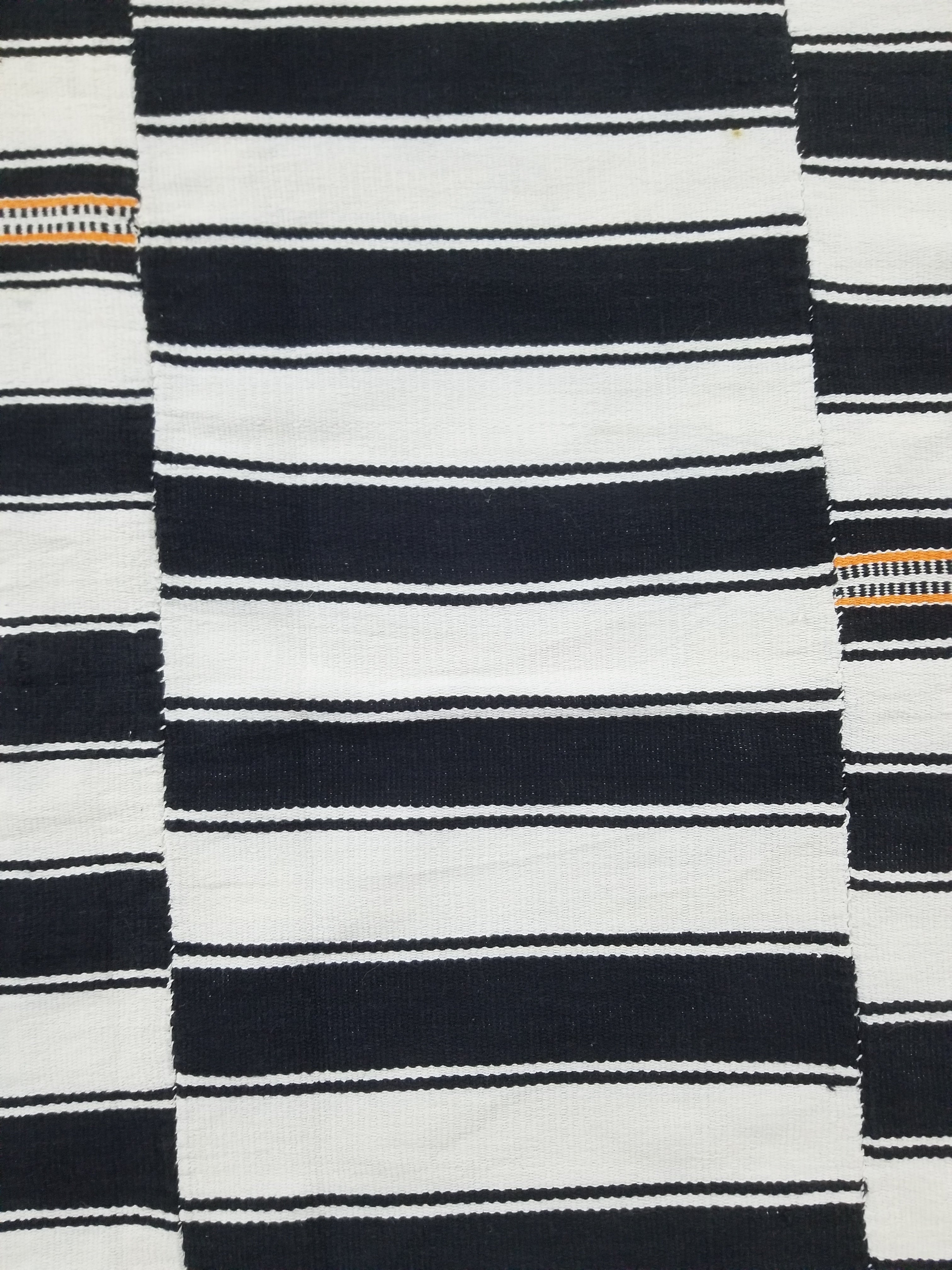 Vintage African Style Handwoven Black & White Striped Textile / Blanket 218x146c