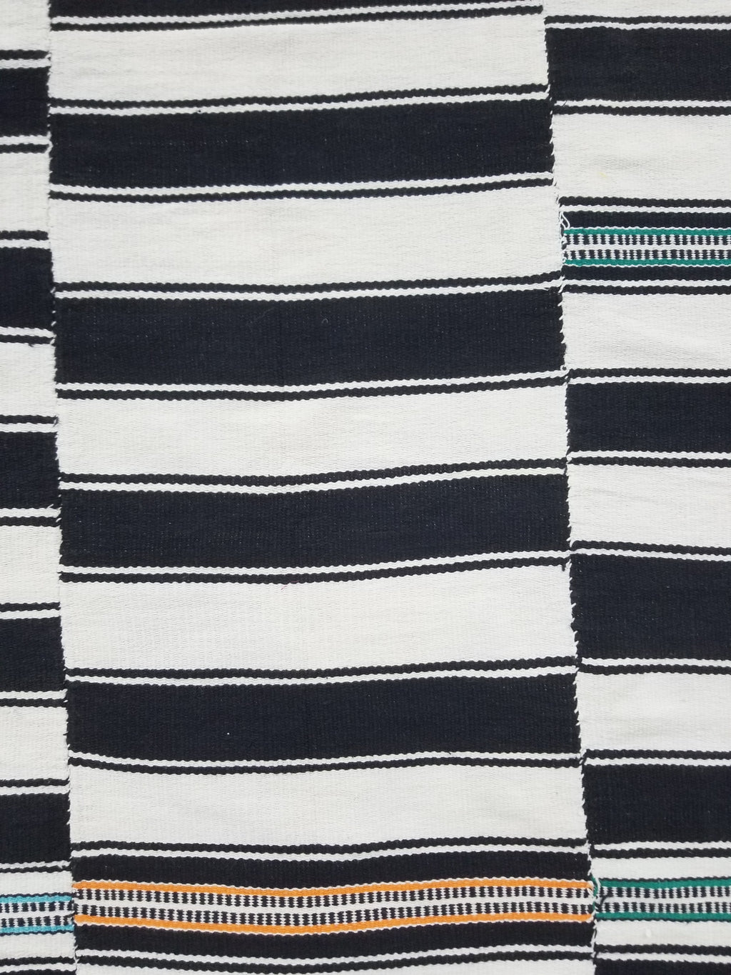 Vintage African Style Handwoven Black & White Striped Textile / Blanket 218x146c